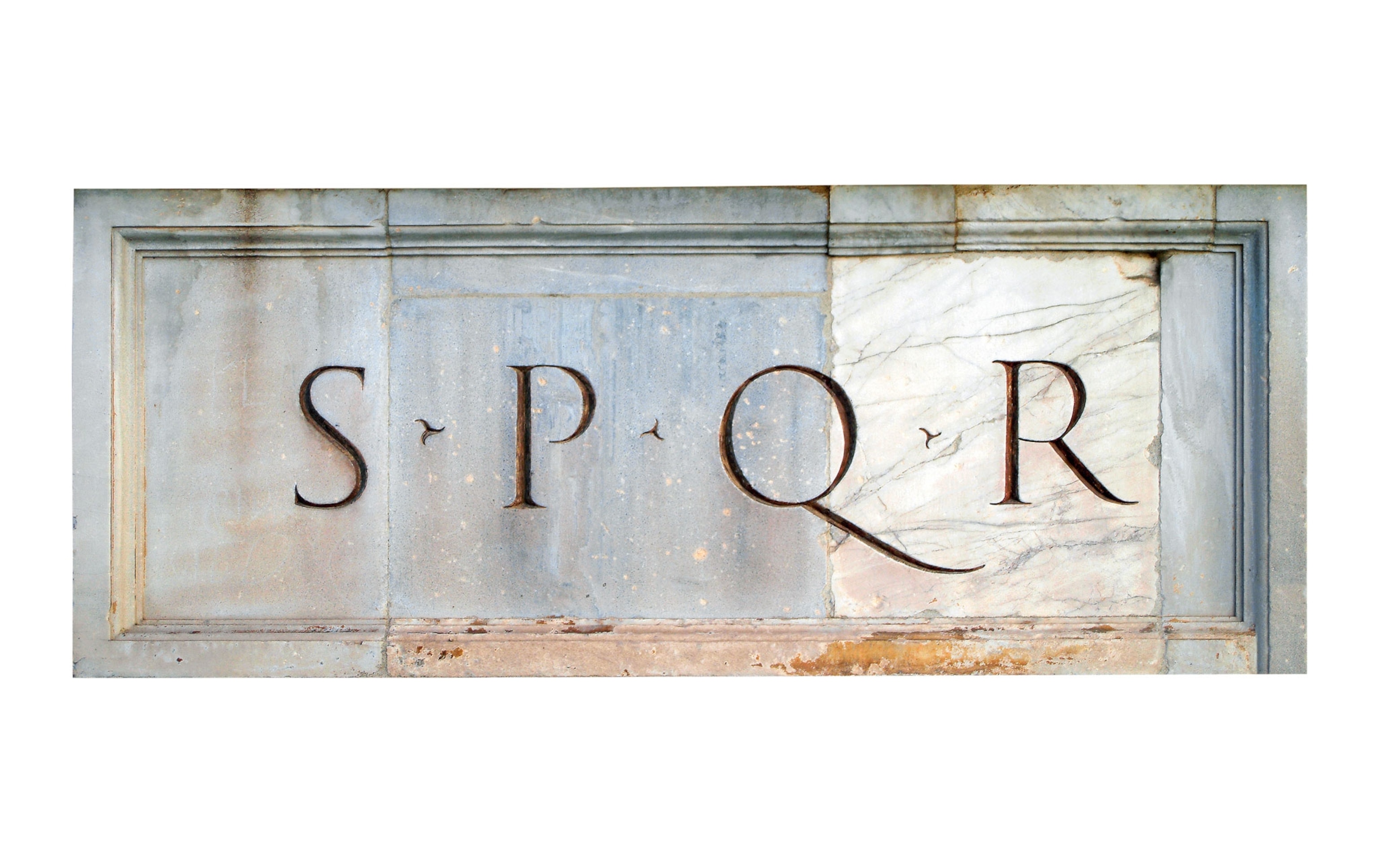 the letters SPQR, which stand for Senatus populusque Romanus