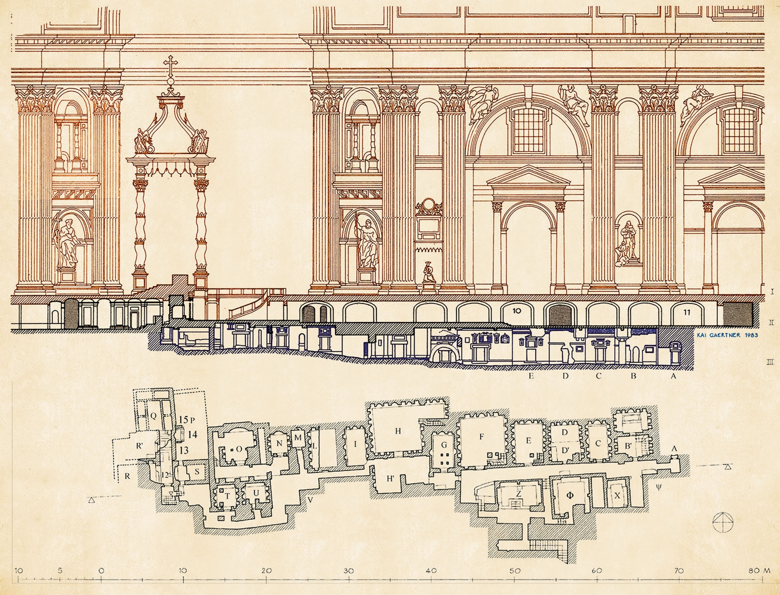 A drawing of the entire layout of St. Peter's tomb