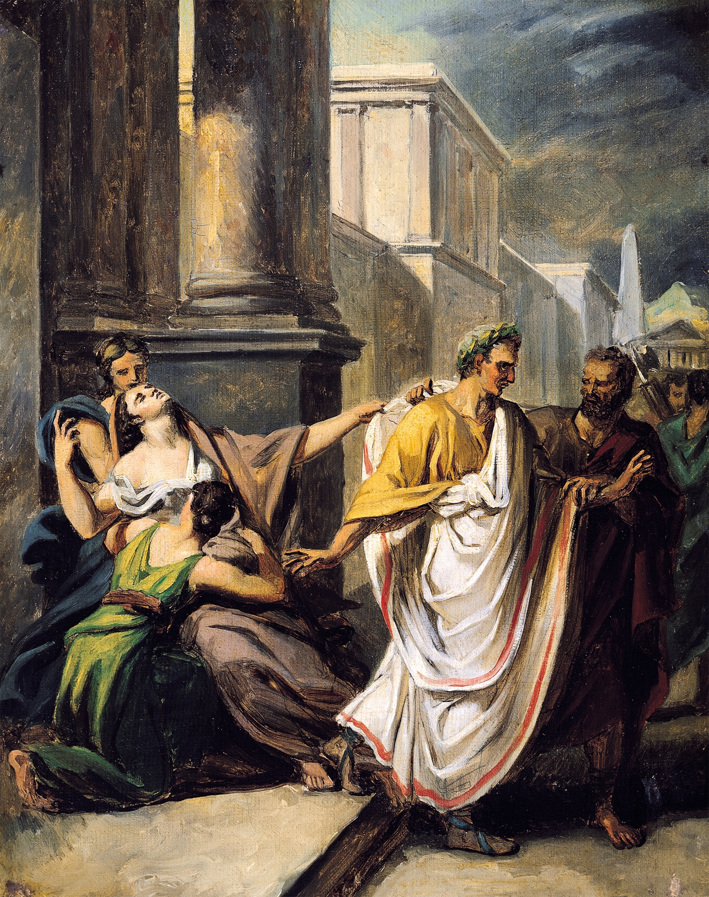 Caesar’s wife, Calpurnia, portrayed here in Abel de Pujol's 19th-century oil painting "Calpurnia's Despair," had vivid nightmares in which she saw her husband covered in blood. The next morning she begged him not to go to the Senate.