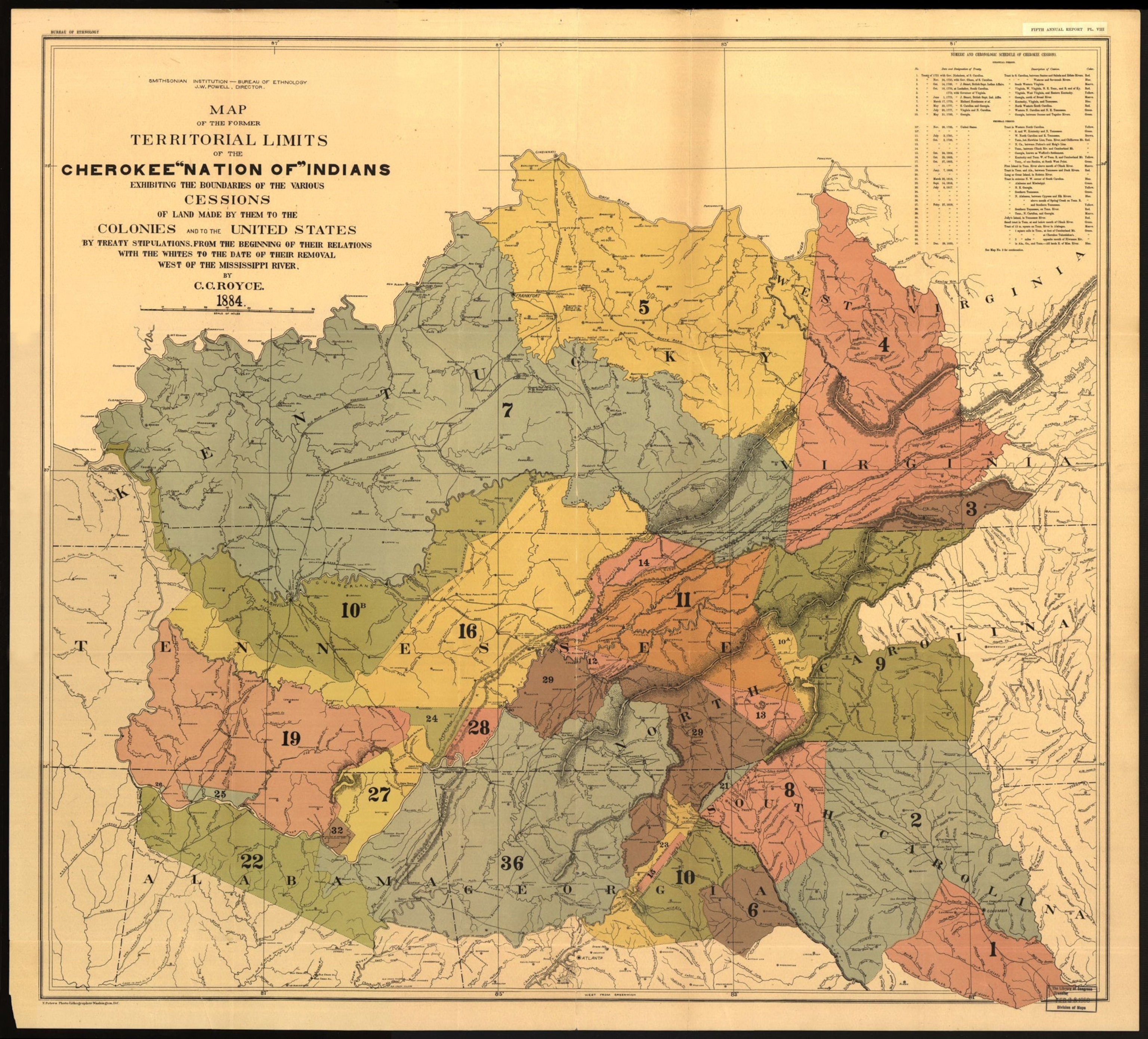 A colorful map with numbers designating territory