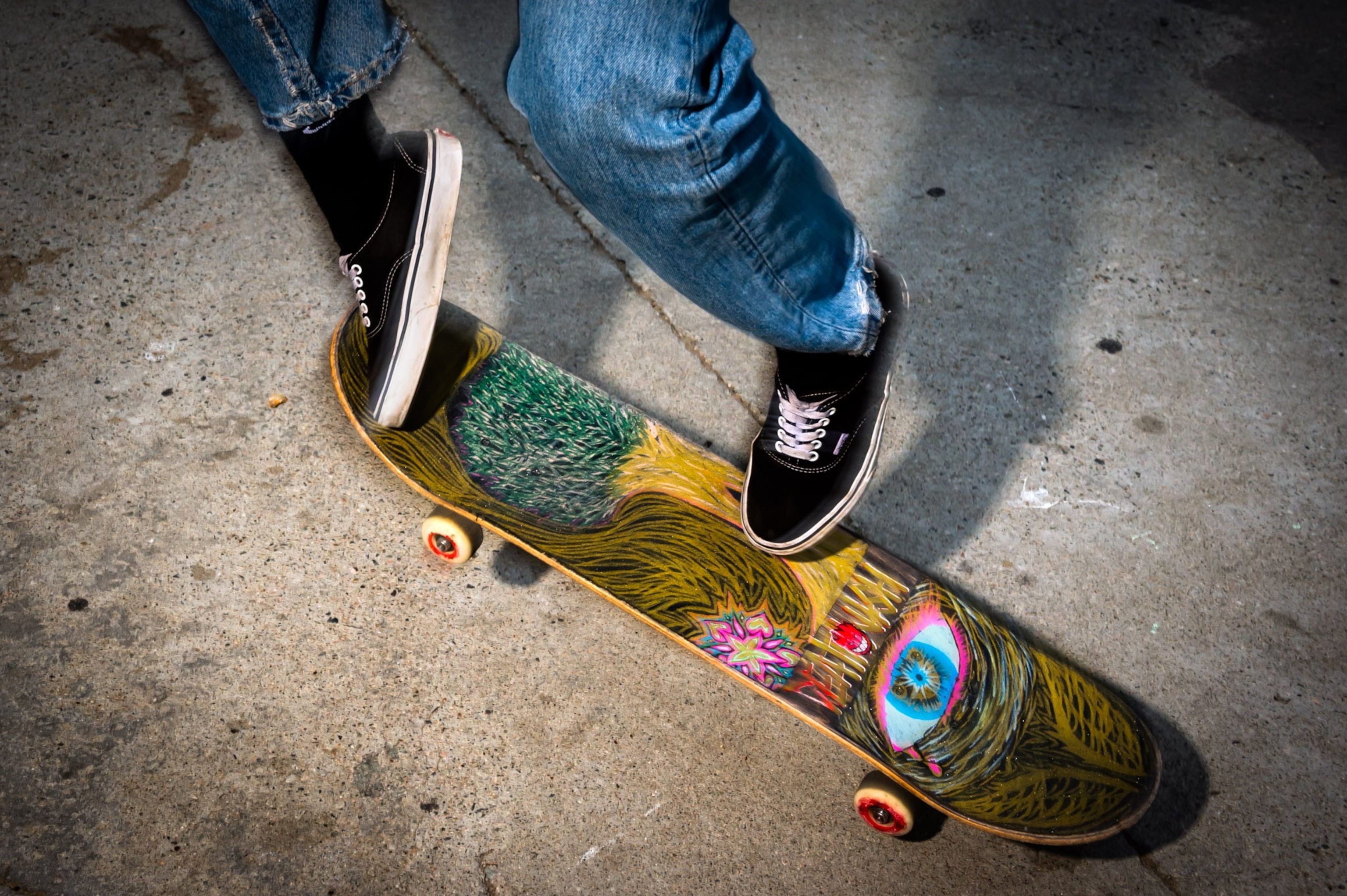 a custom painted skateboard