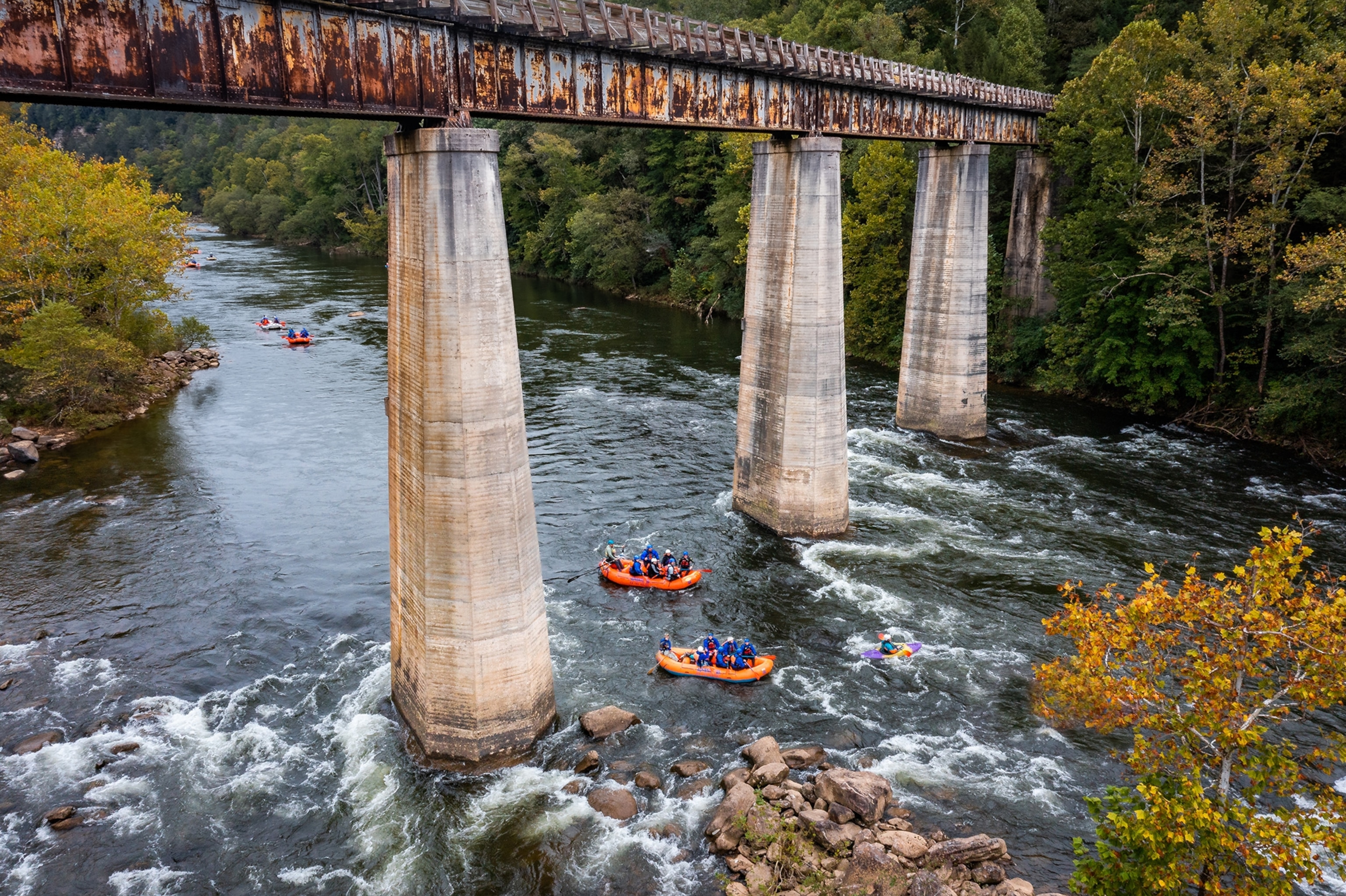Rafters on the Lower Gauley River in West Virginia.