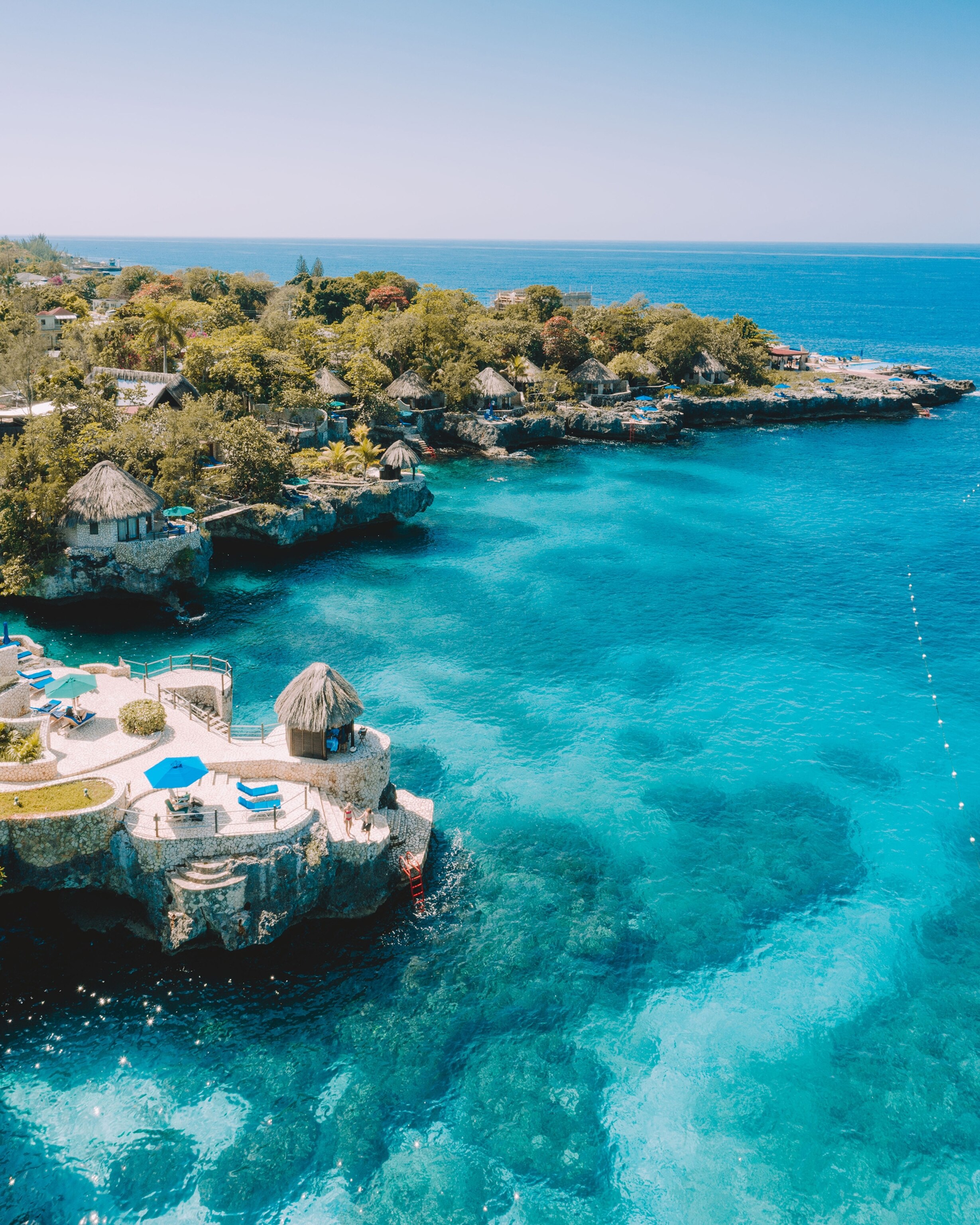 A view of Rockhouse Hotel from the ocean.