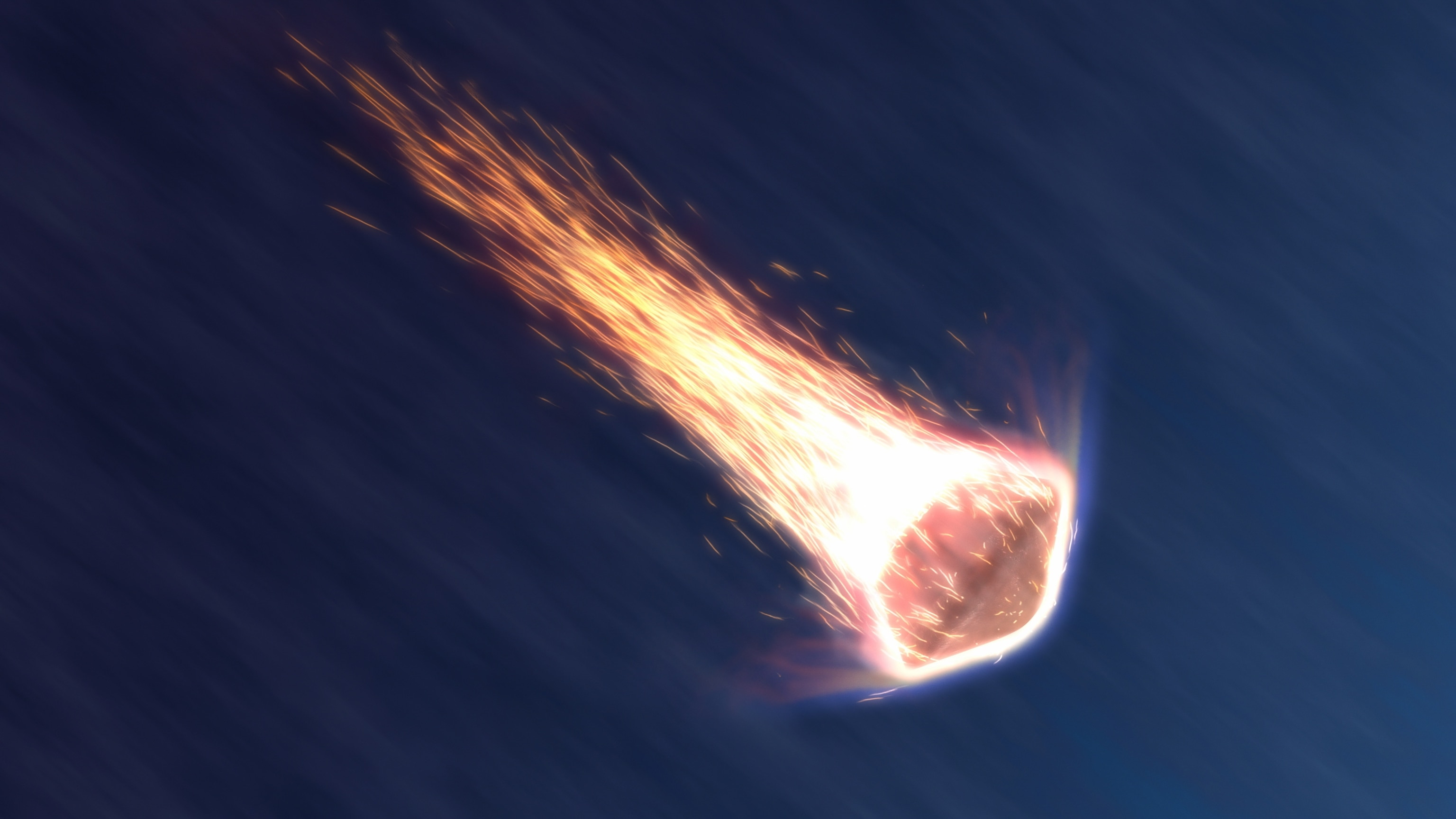 An illustration of the SRC experiencing maximum heating as it enters the Earth's atmosphere