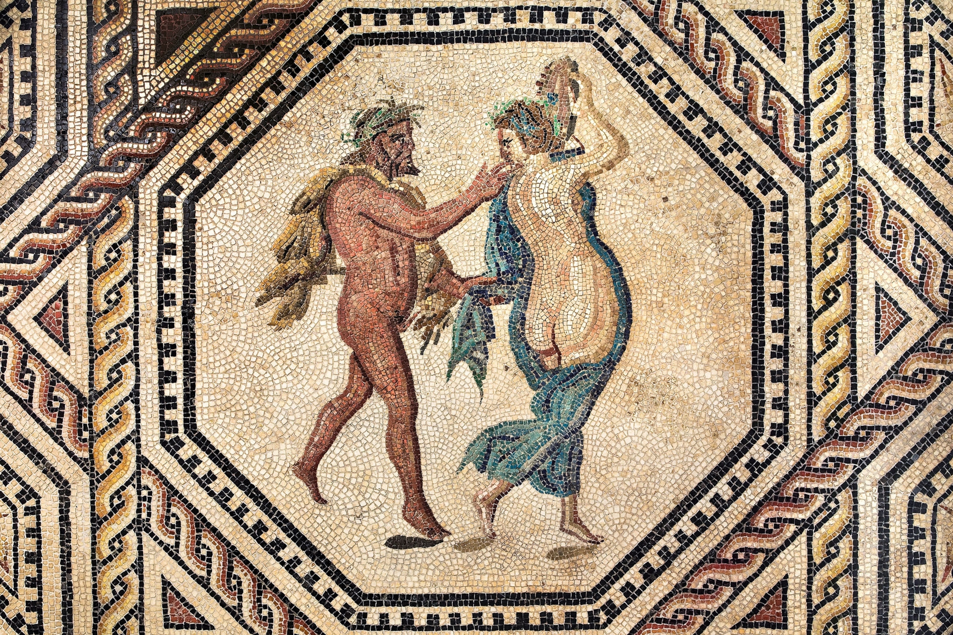 A mosaic of a man and women