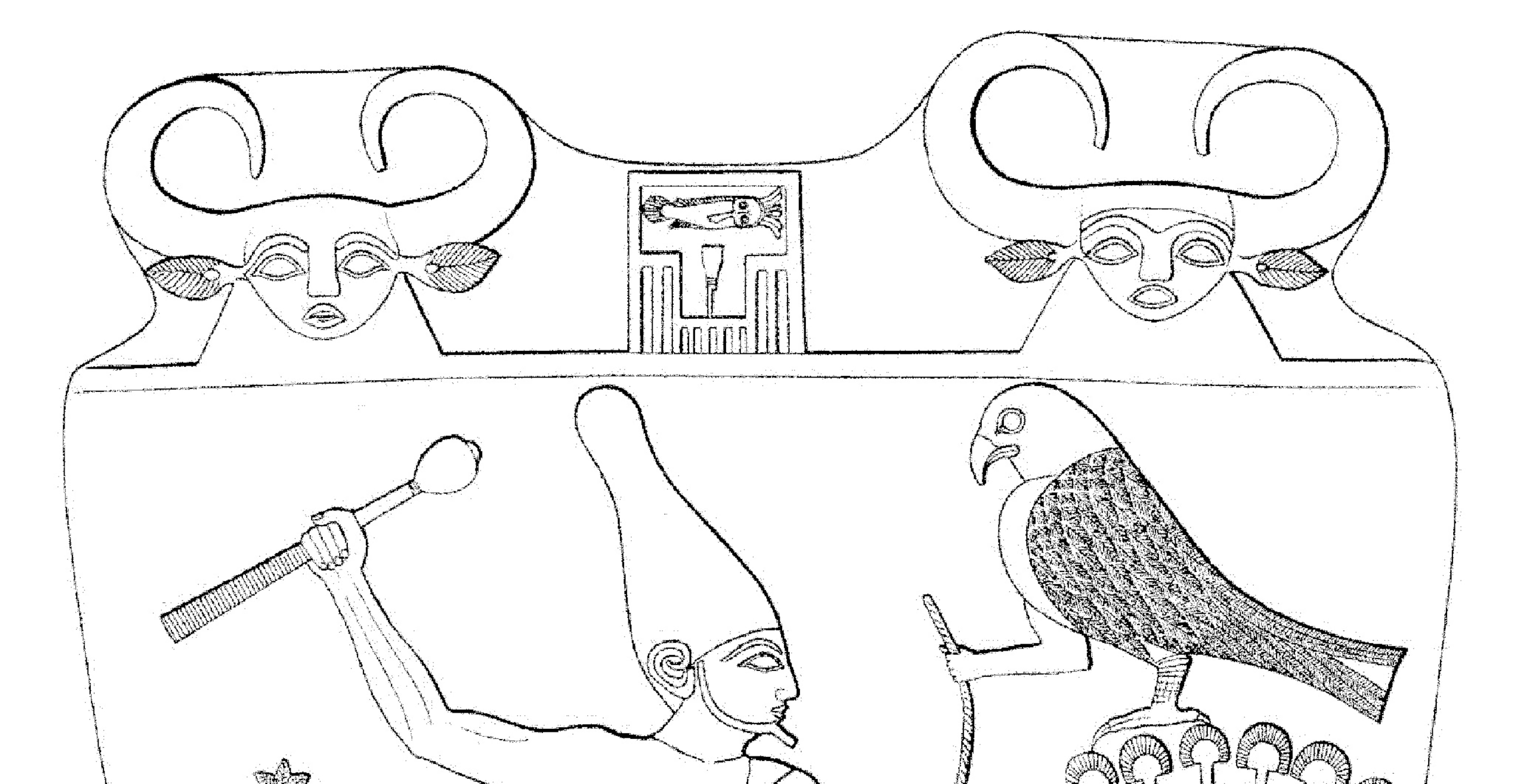 The Narmer Palette, a 3000 B.C. illustration housed at the Egyptian Museum in Cairo, celebrates the might of its namesake, Narmer. Above the figure of the pharaoh is his royal name, spelled with the heiroglyphs for catfish and chisel. The same signature appears on the reverse side as well.