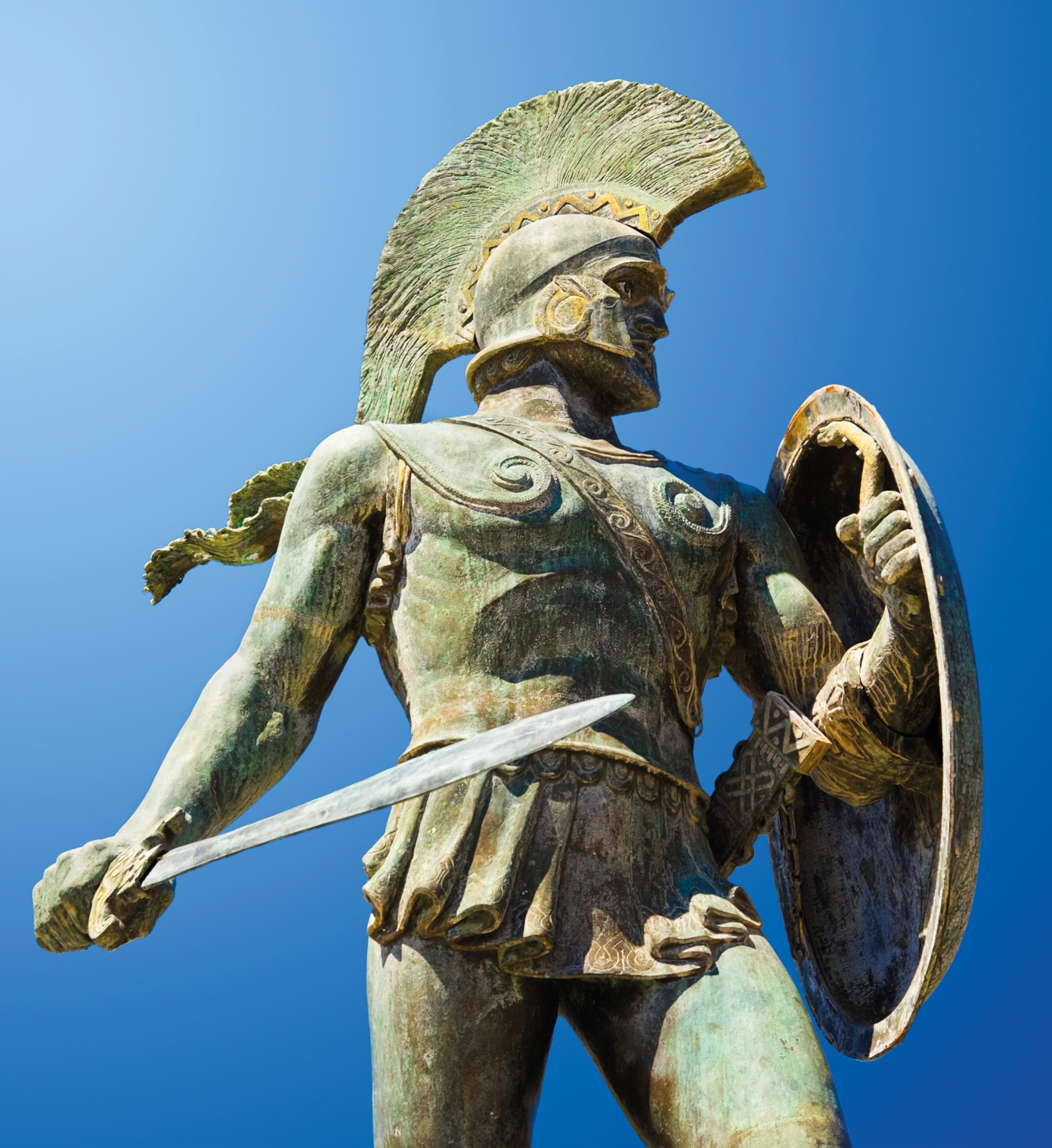 a commemorative statue of Spartan King Leonidas
