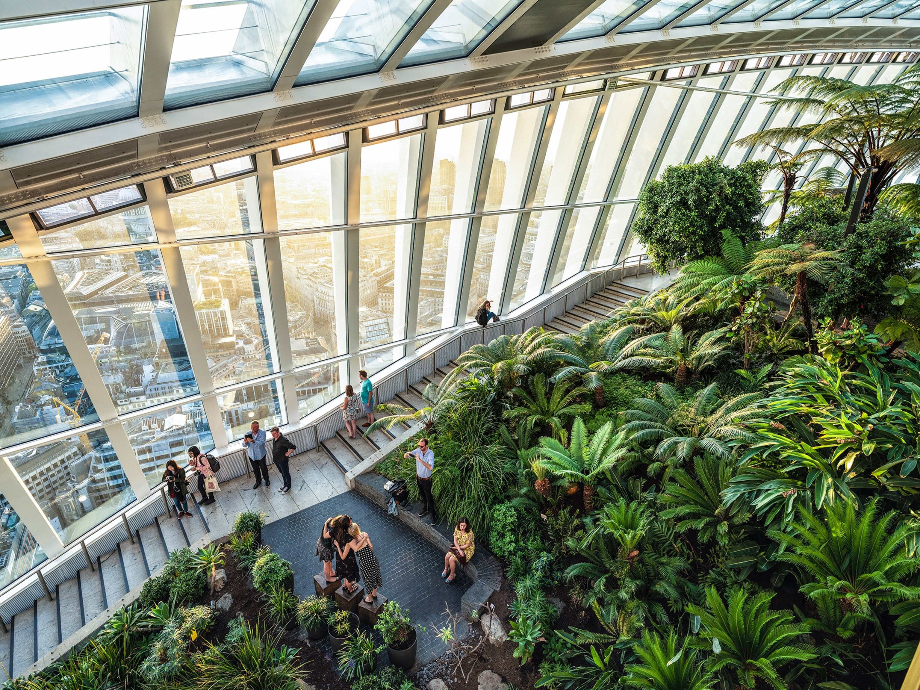 Visitors take in the view from the top of 20 Fenchurch Street, known as the as the Walkie-Talkie.