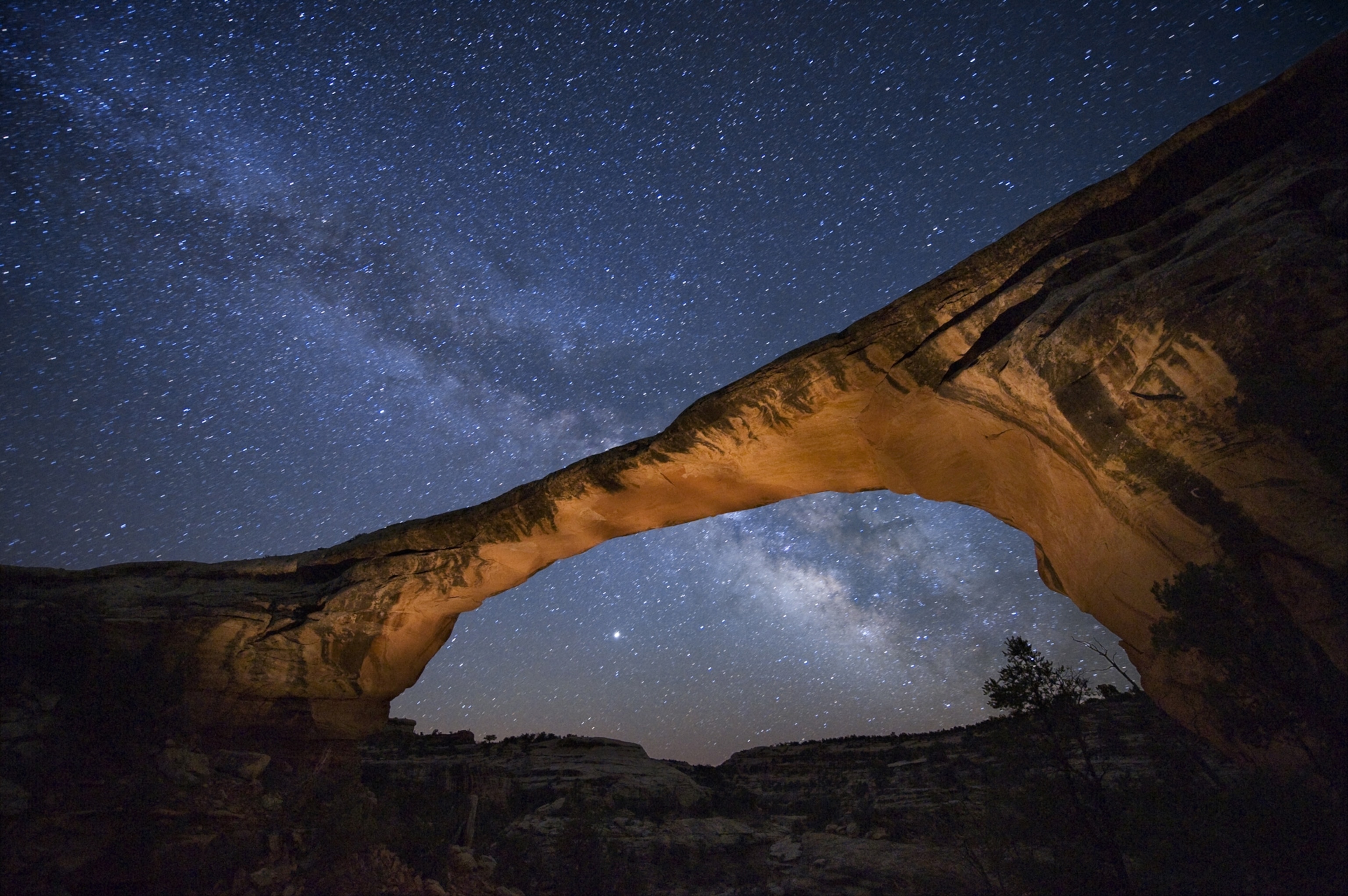 Natural Bridges National Monument at night Utah