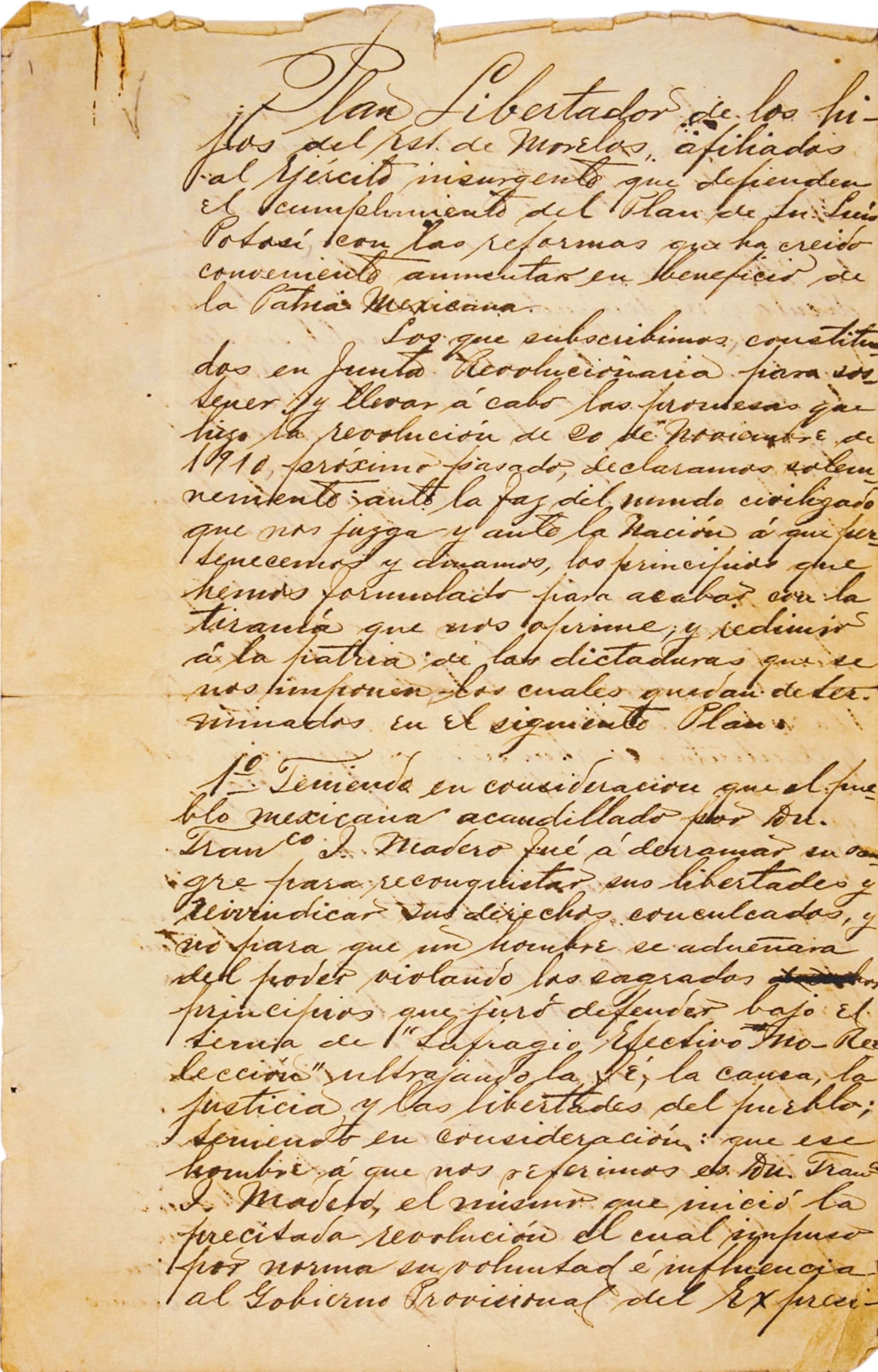 Cursive writing on a yellowed page