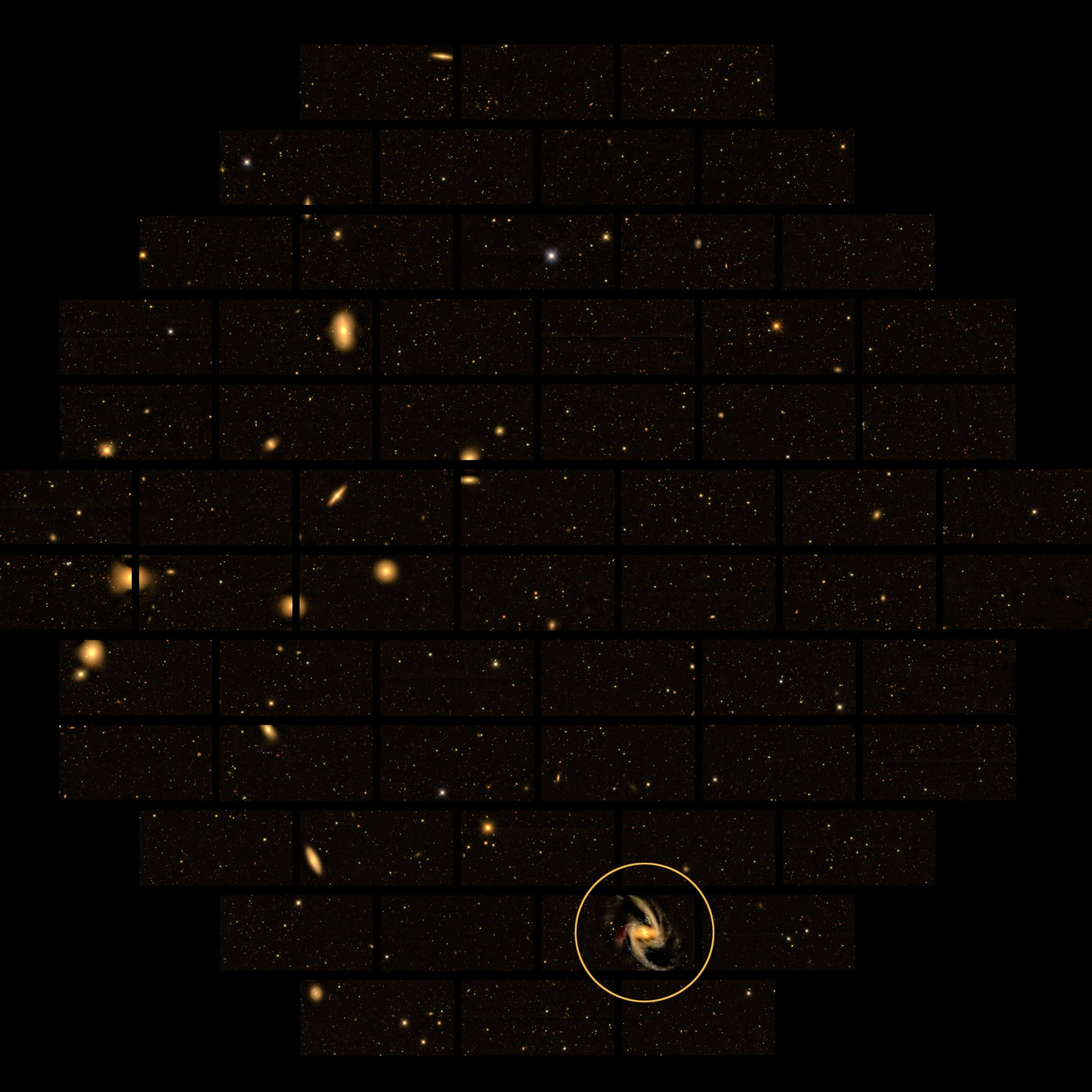 a portion of the Dark Energy Survey map of the heavens