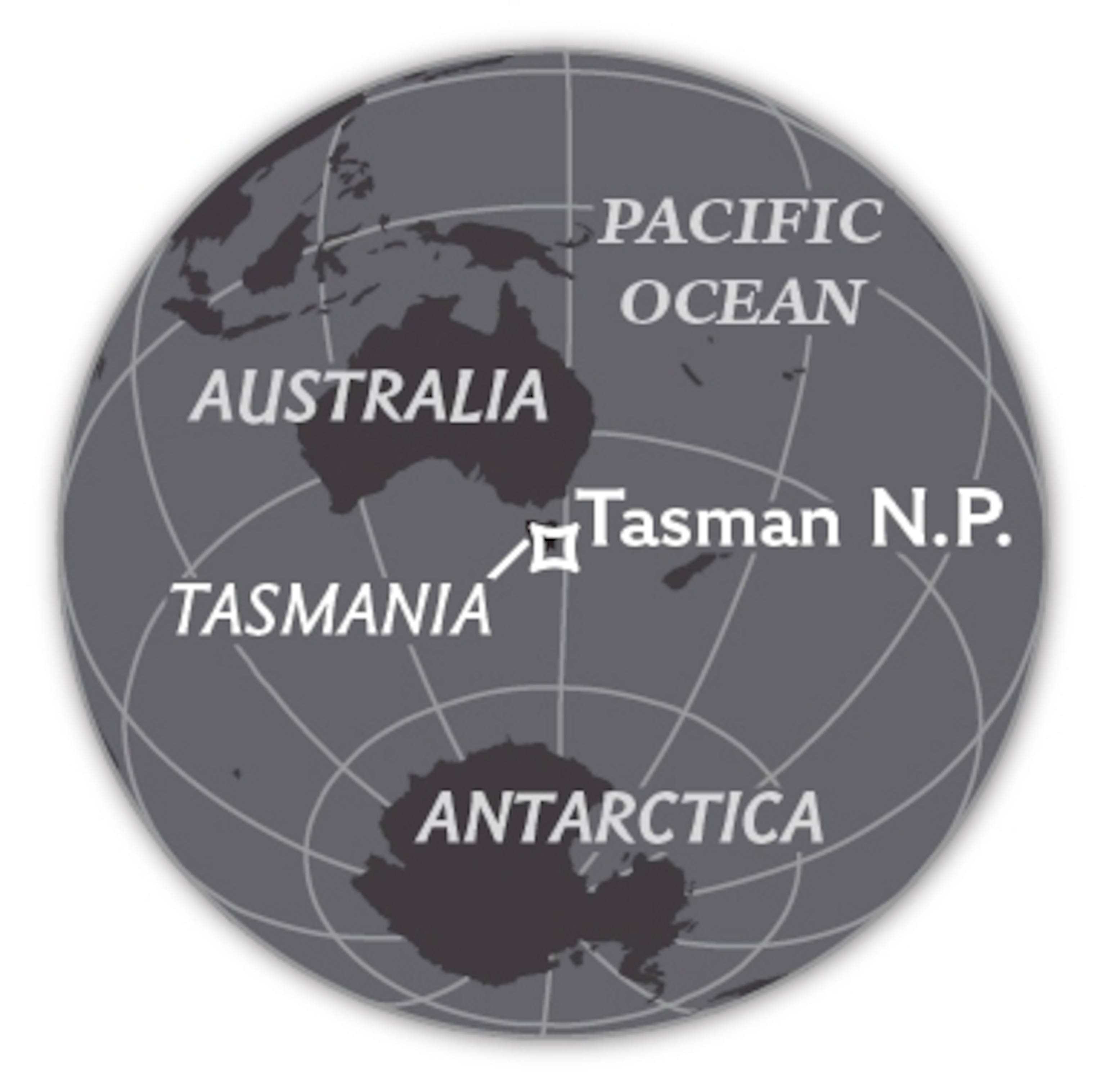 globe showing the location of tasmania south of australia