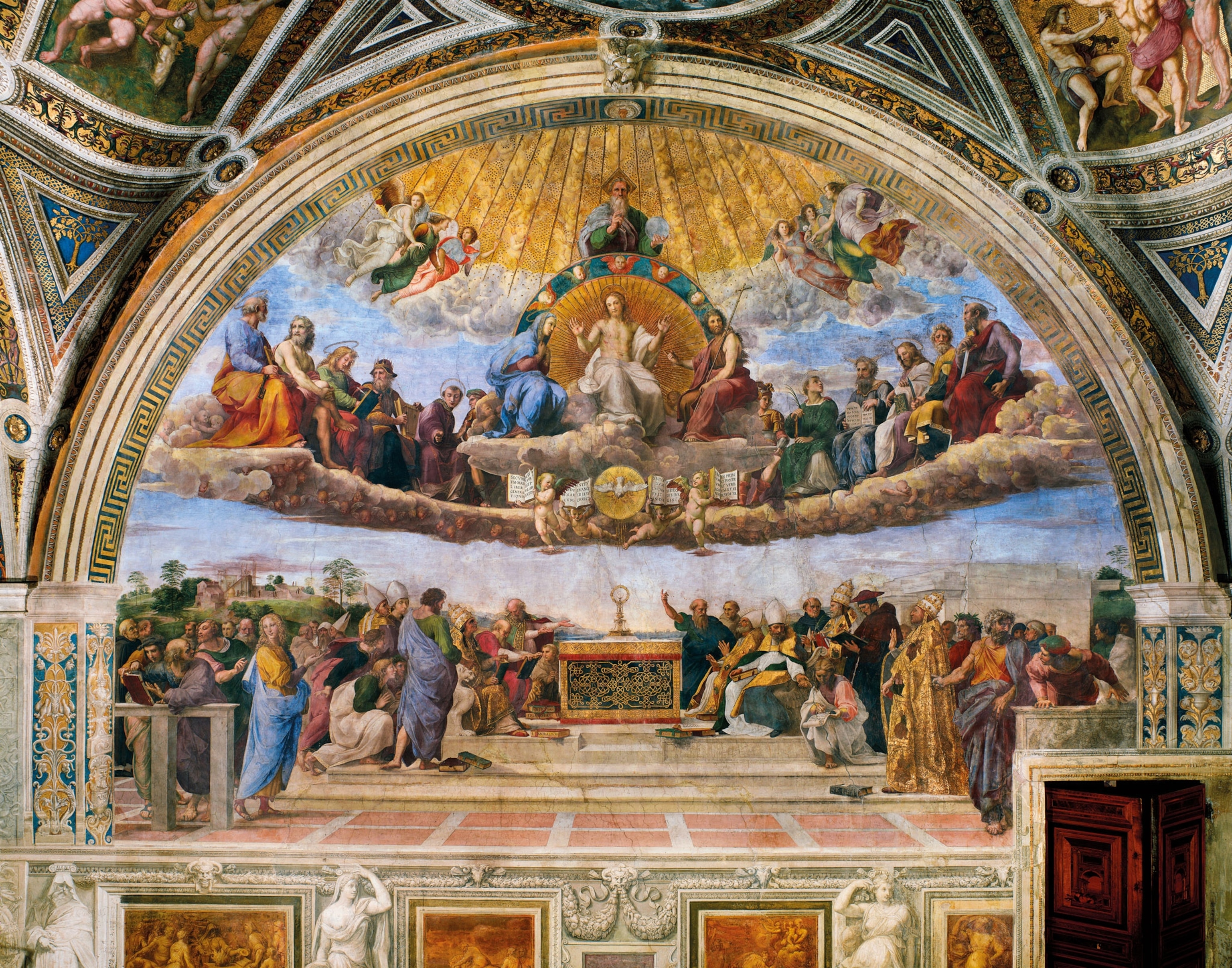 A large painting on a wall