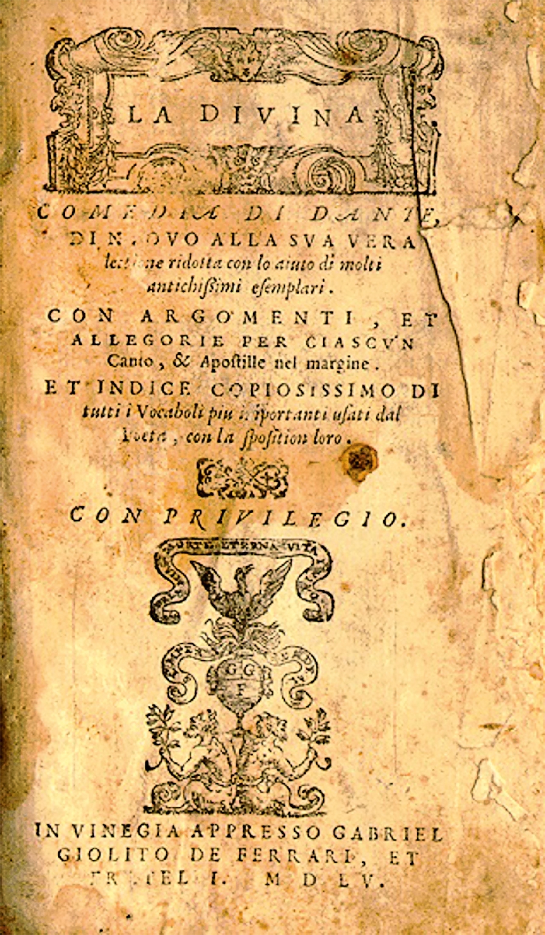 A 1555 edition of The Divine Comedy