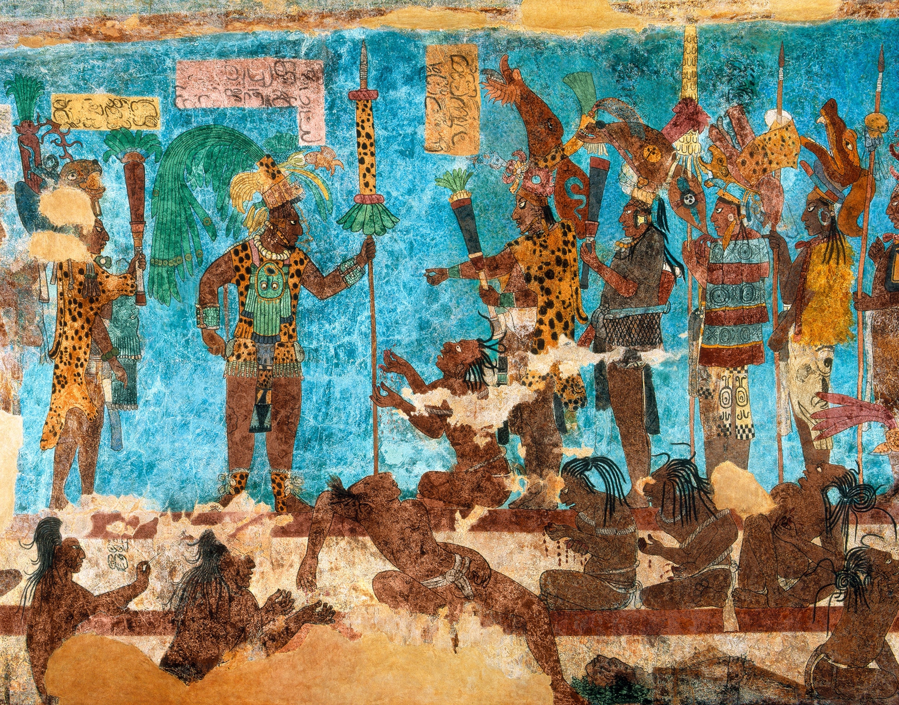 mural of mayan sacrafice