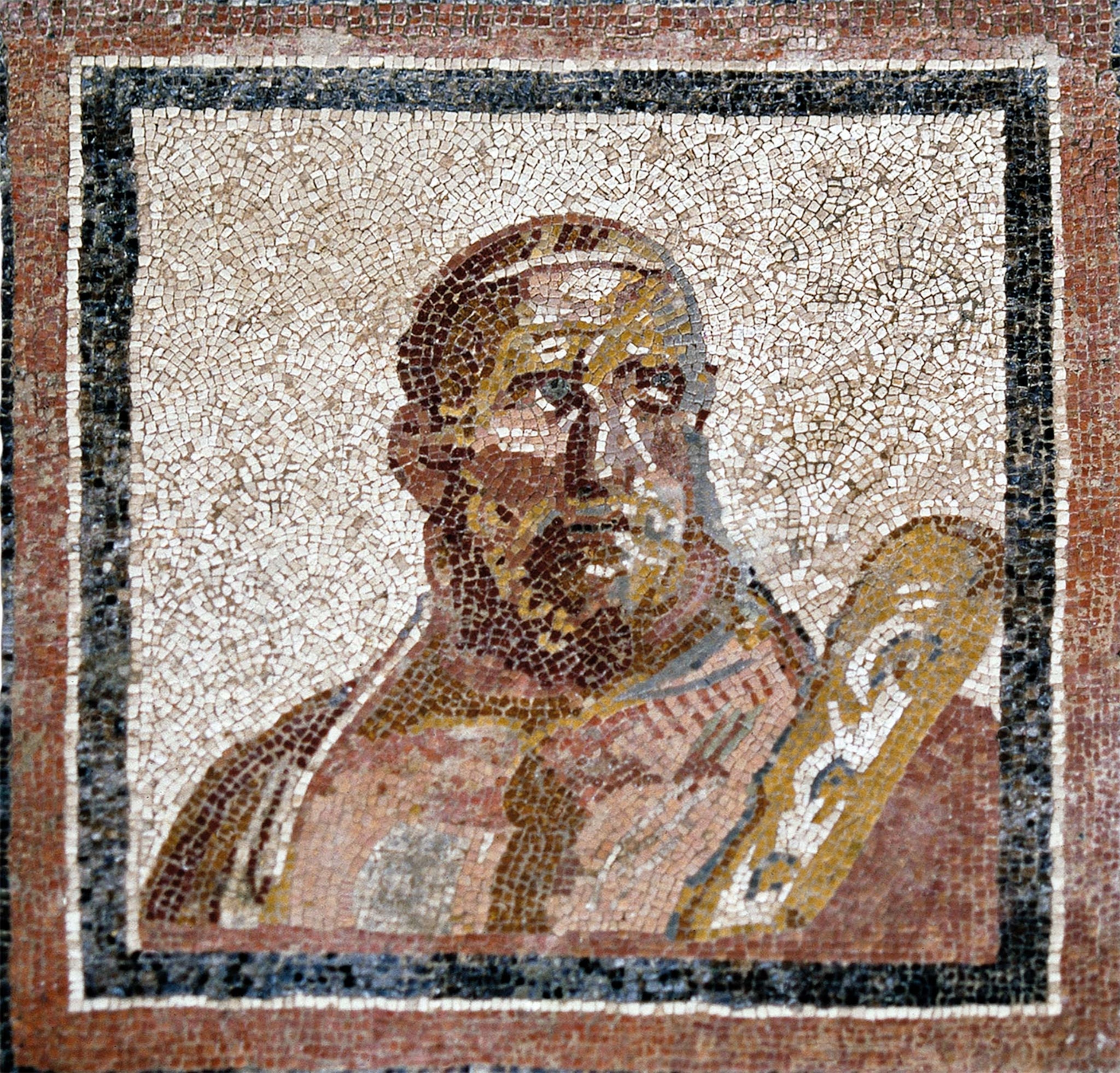 Hercules appears in a detail of a fourth-century Metamorphoses mosaic