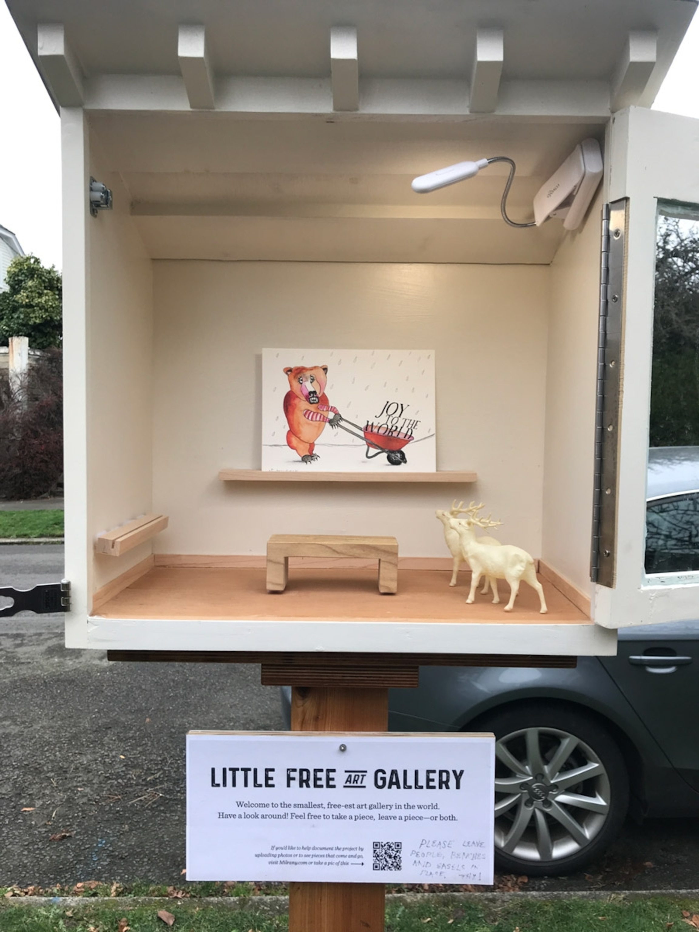 A piece called "Joy To The World" by artist Stacy Milrany, displayed in a Seattle FLAG.