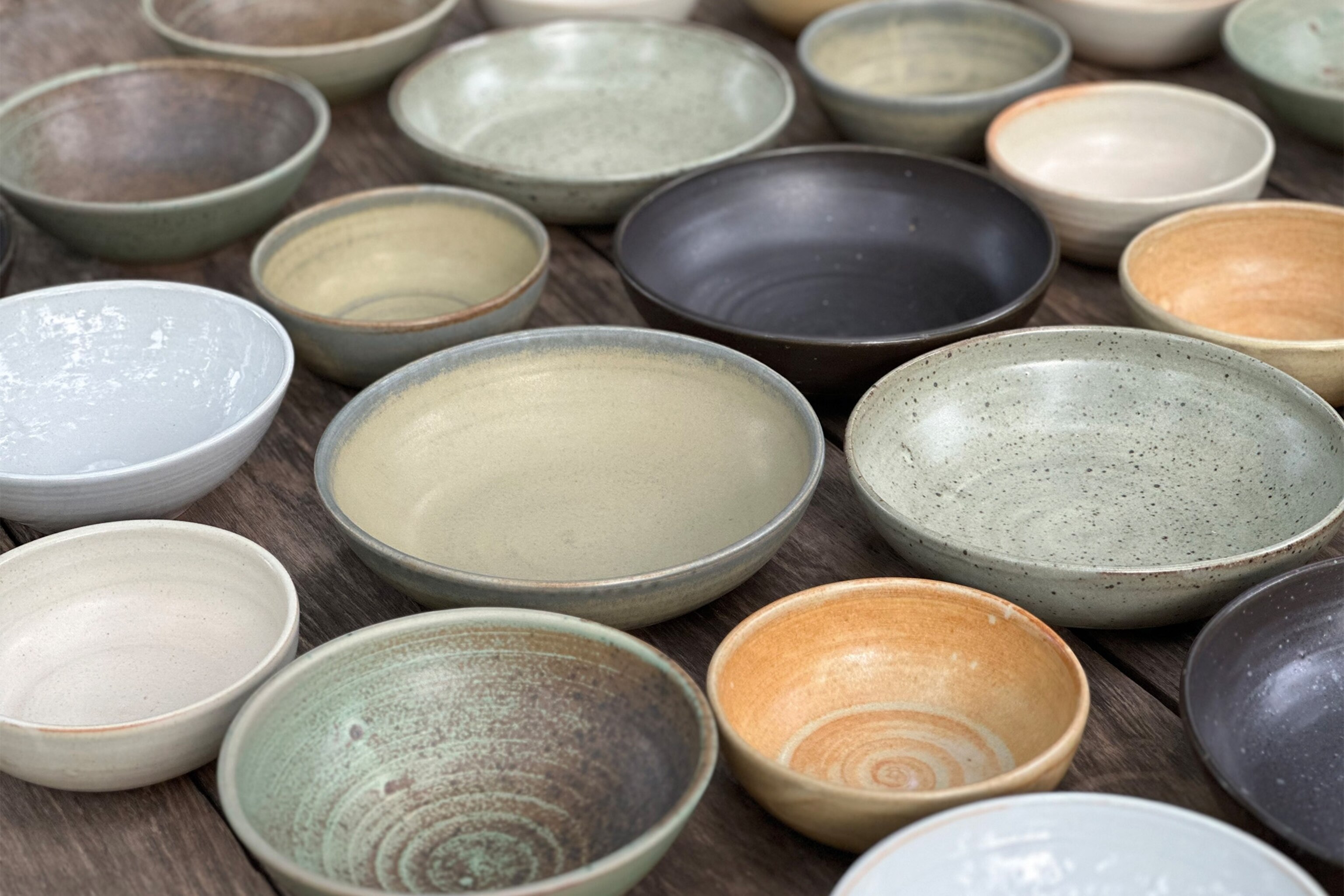 Earthy-hued ceramic bowls at InClay Studio.
