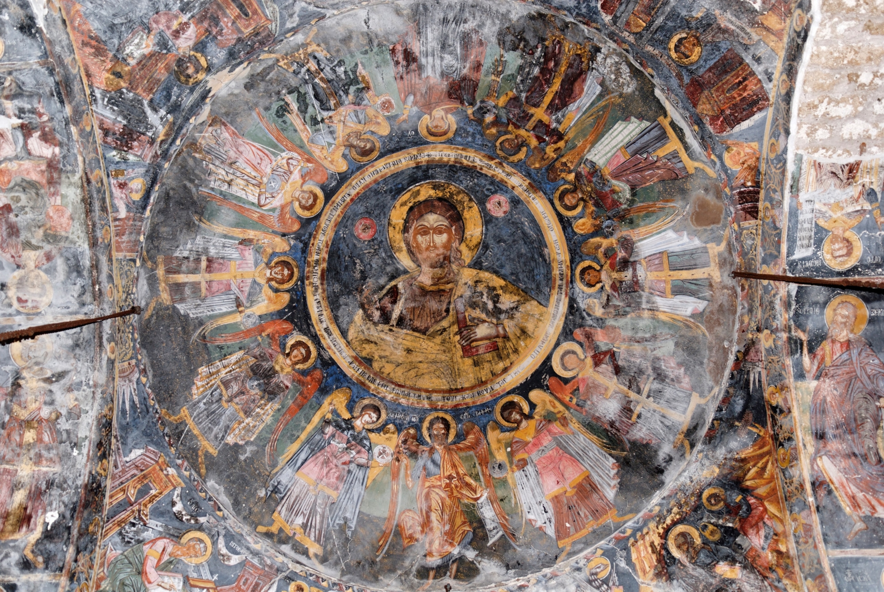 Medieval frescoes on the ceiling of St. Mary's Church