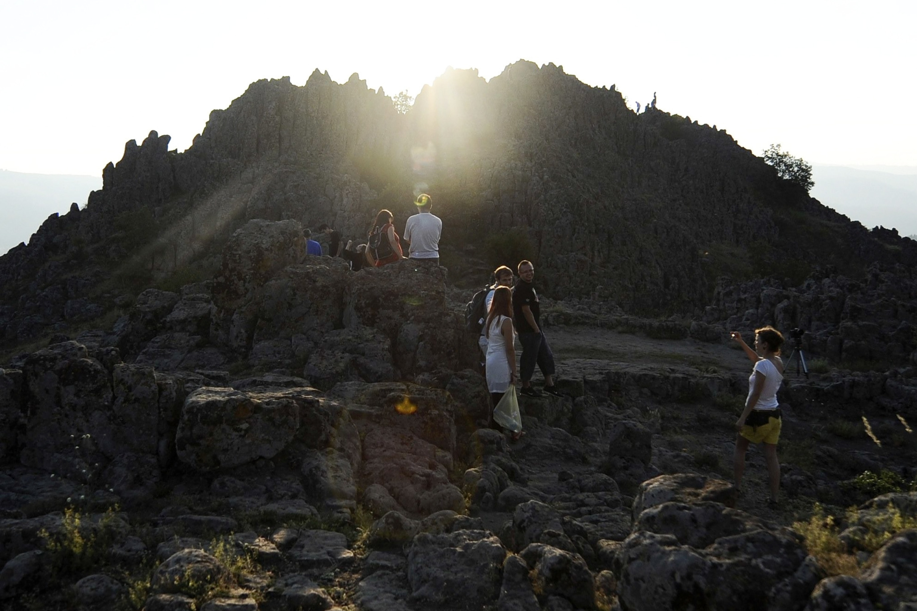 celebrants near the ancient observatory Kokino in Macedonia