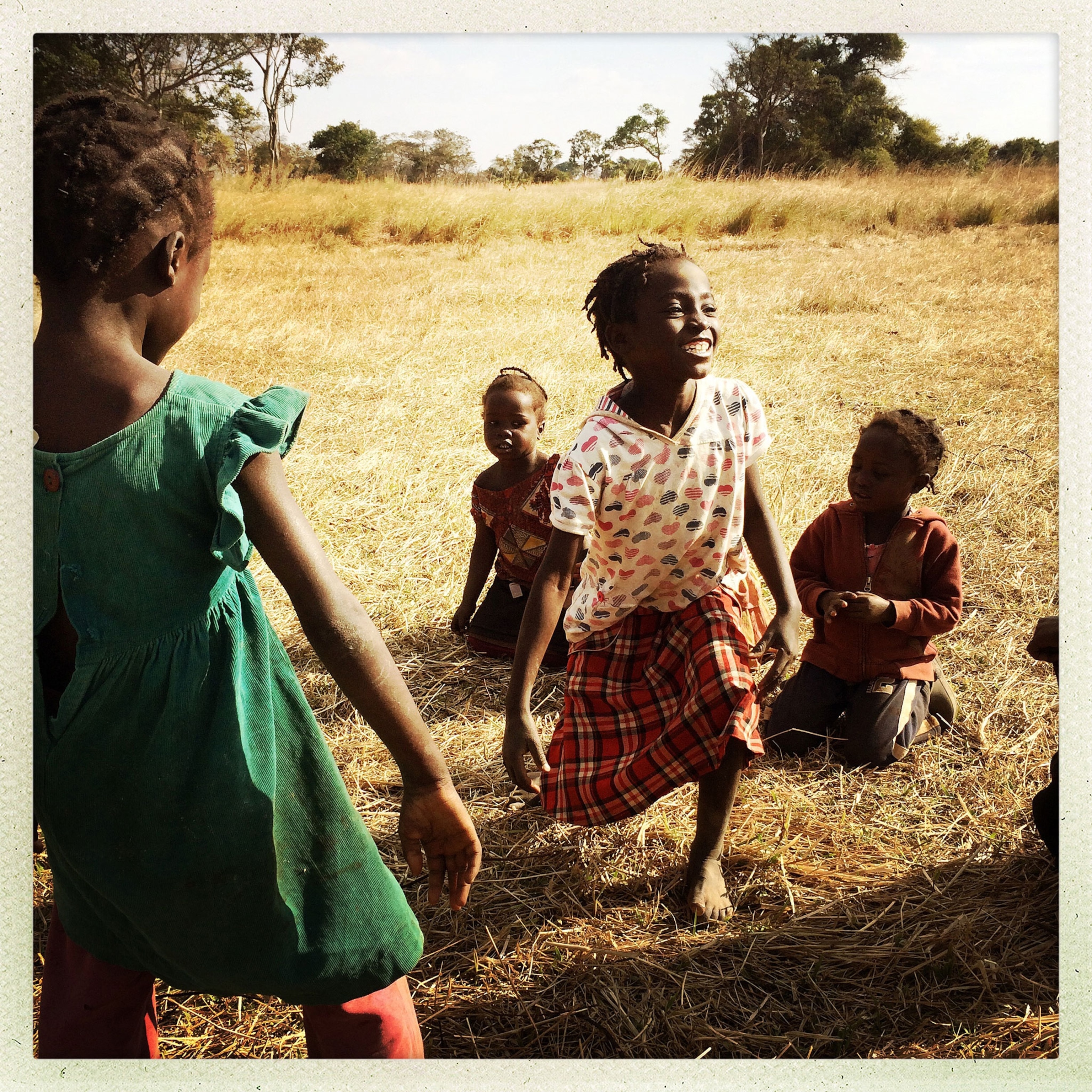 girls playing a dancing game in Kabwe, Zambia
