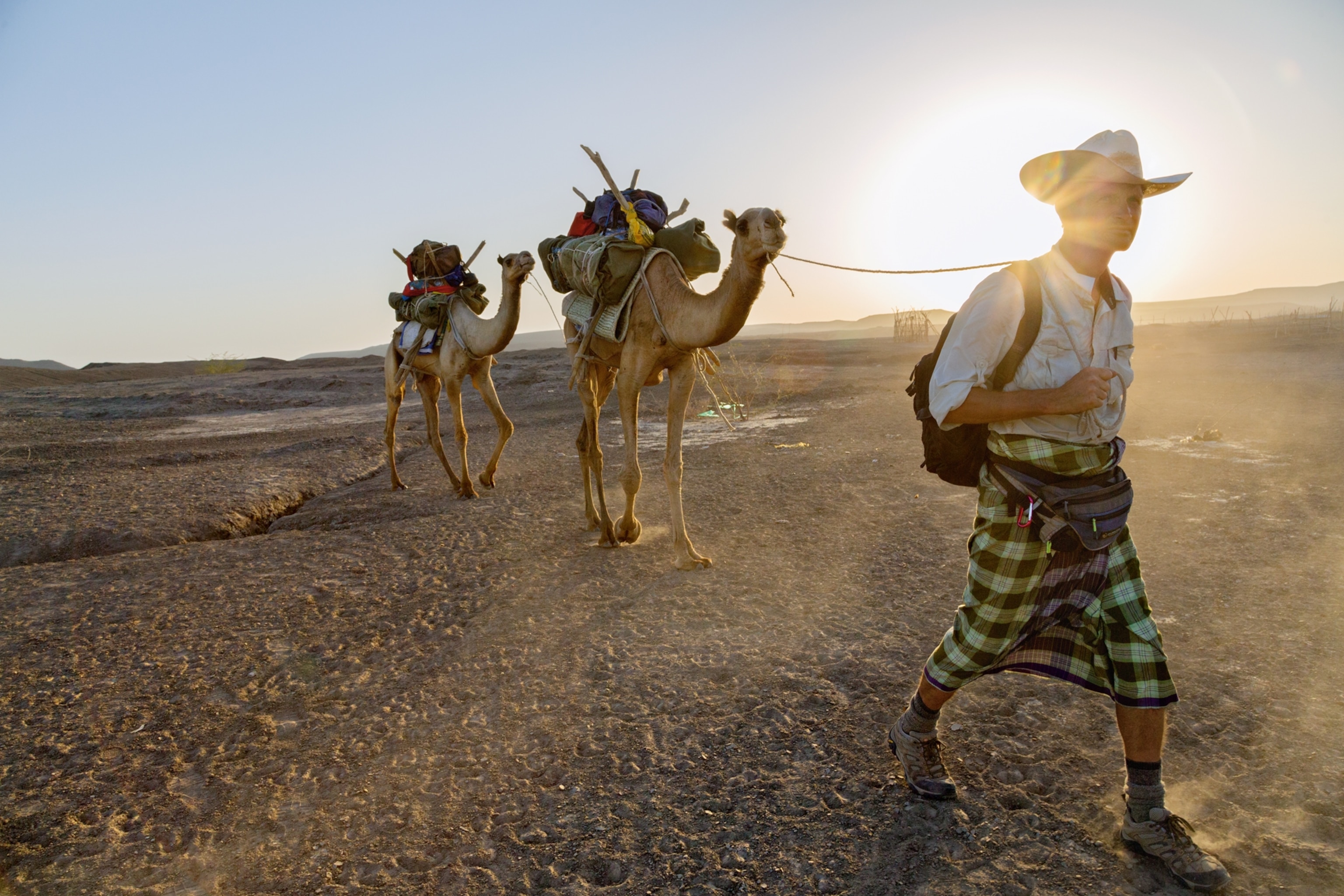 Paul Salopek as he leads camels across Ethiopia's Afar desert
