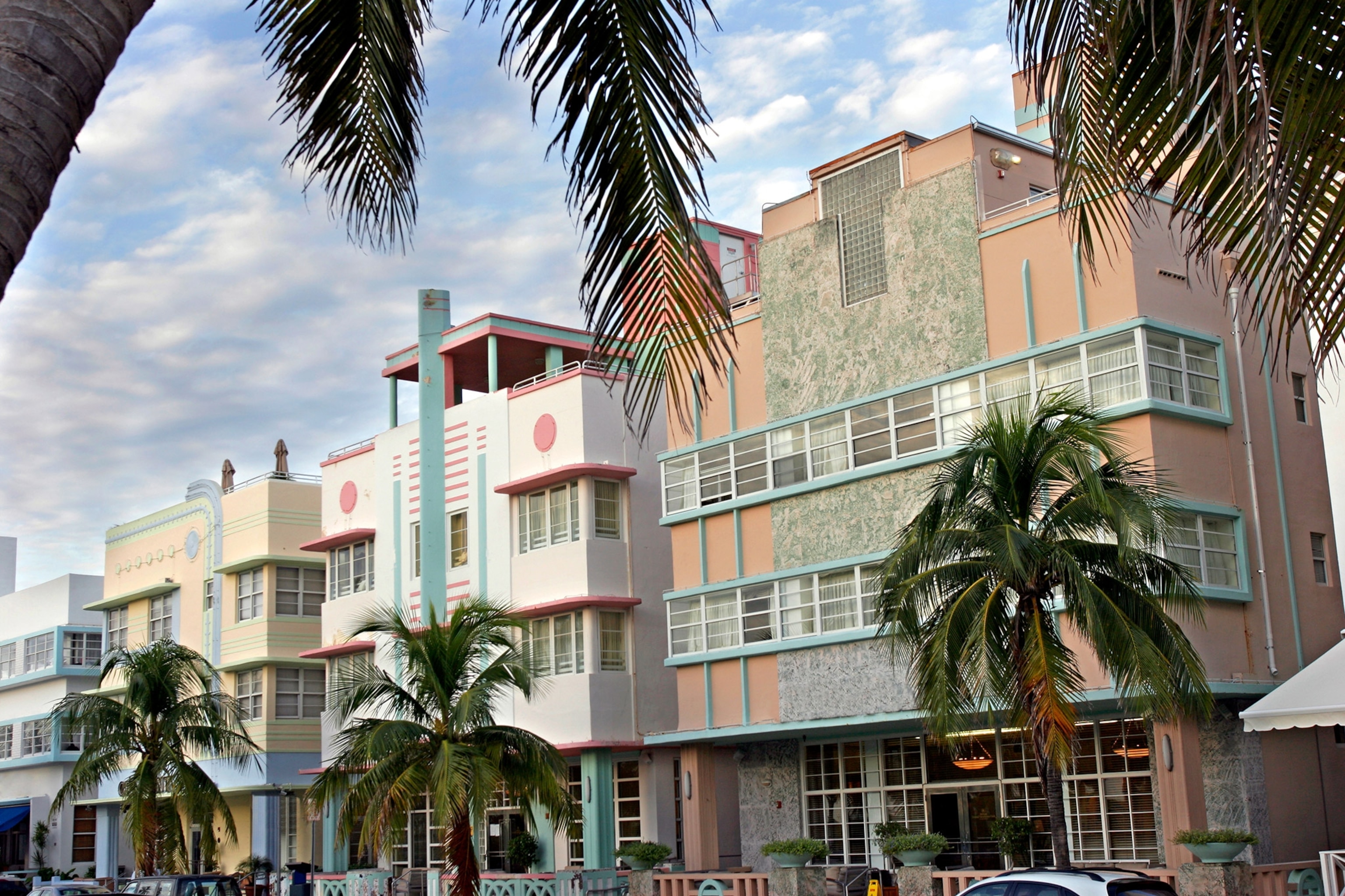 Art Deco buildings in Miami Beach on Ocean Drive