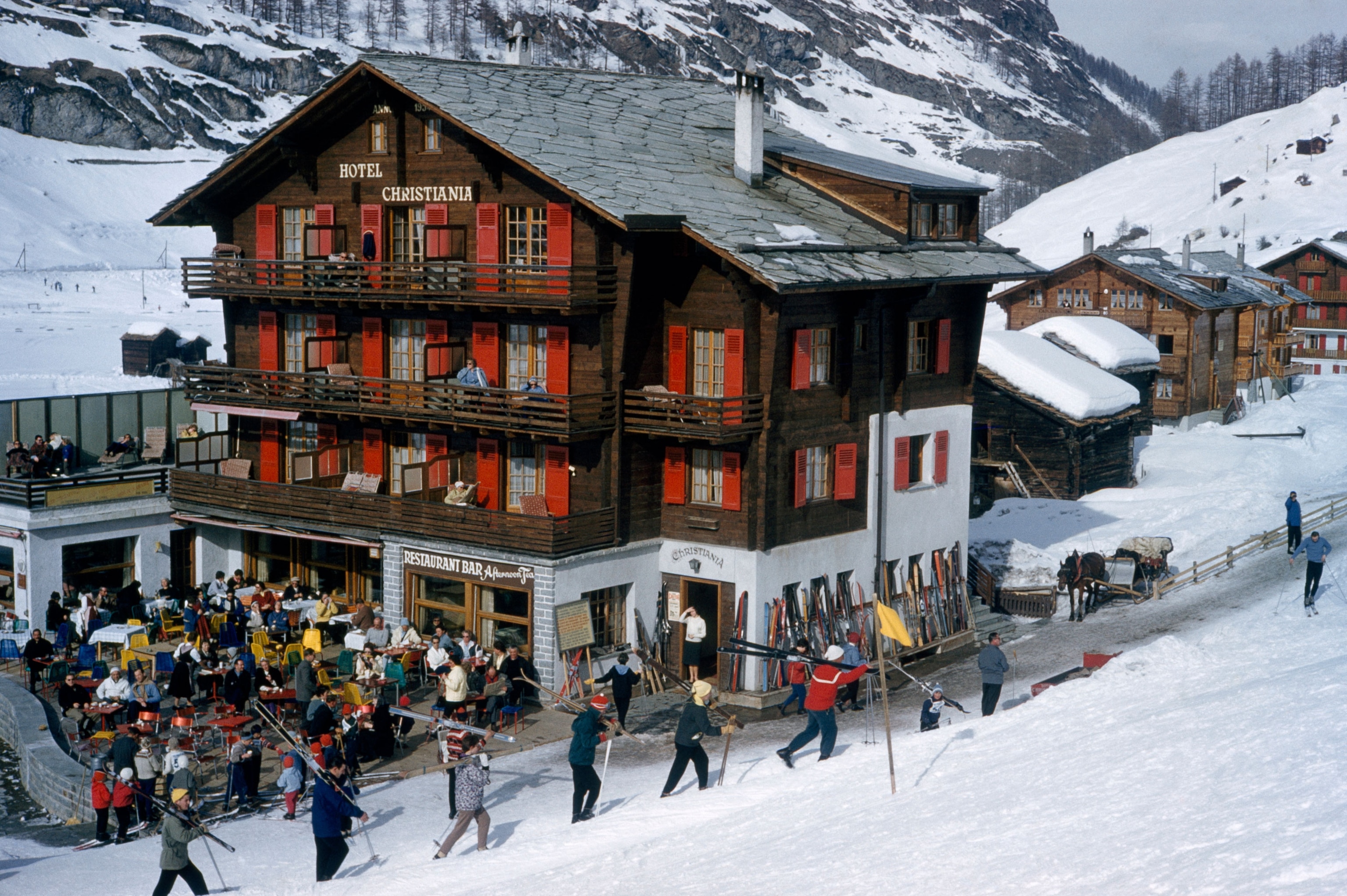 skiers on a mountain in Switzerland