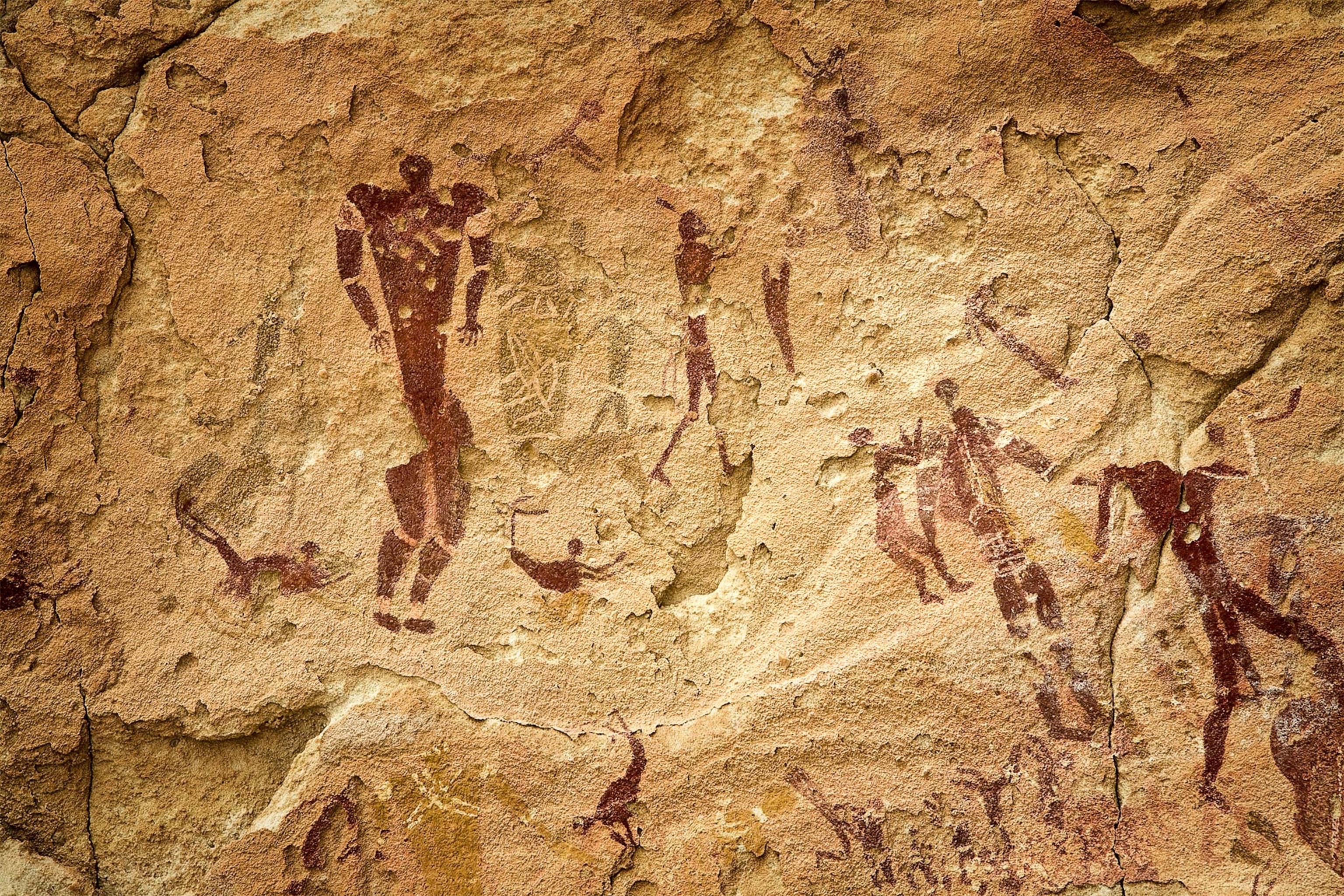 First identified as bathers, human figures painted on the cave walls are now thought to be sprits.