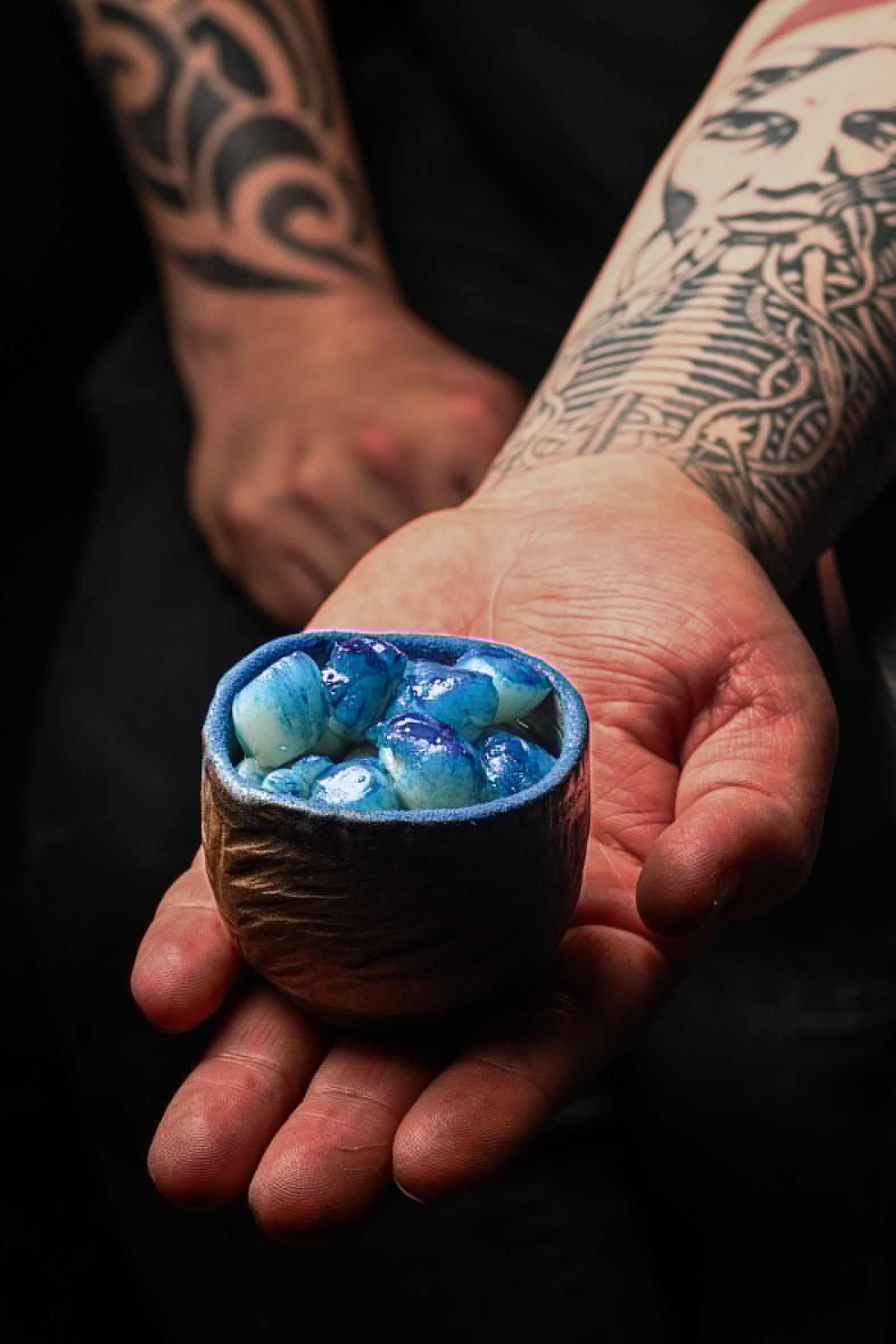 hand holding dish with food