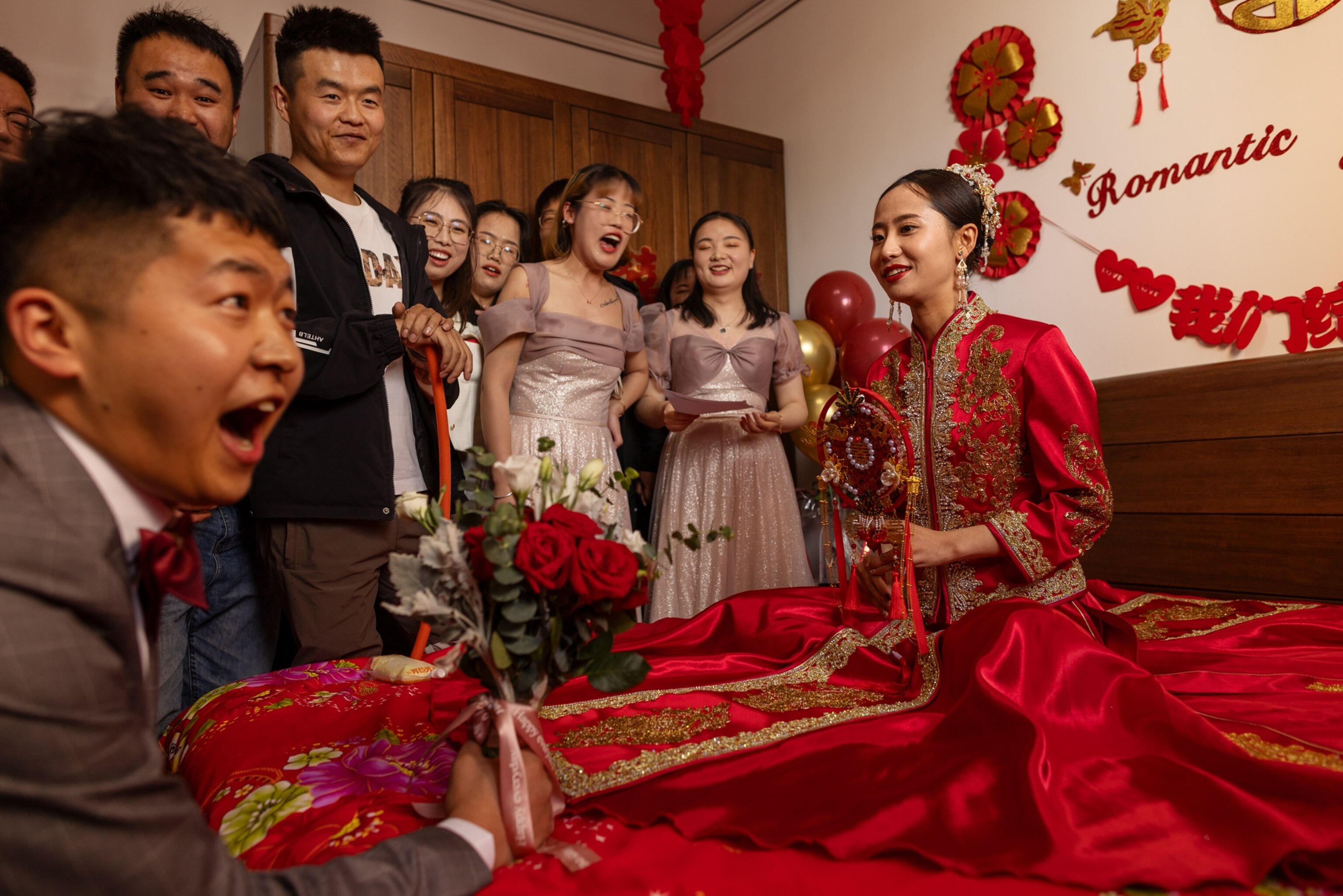 a wedding celebration in a home