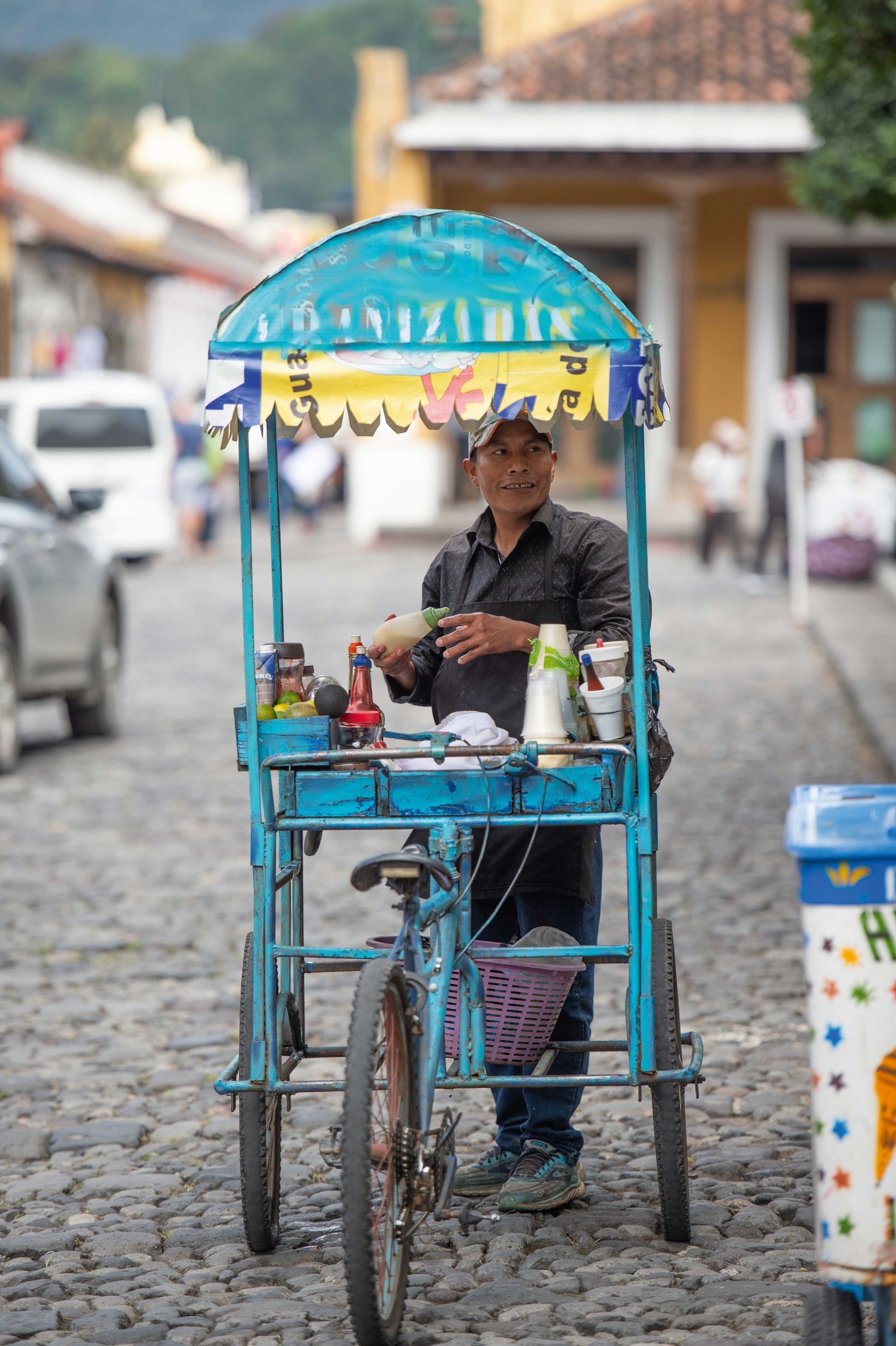 A tortilla cart in the colonial city of Antigua.
