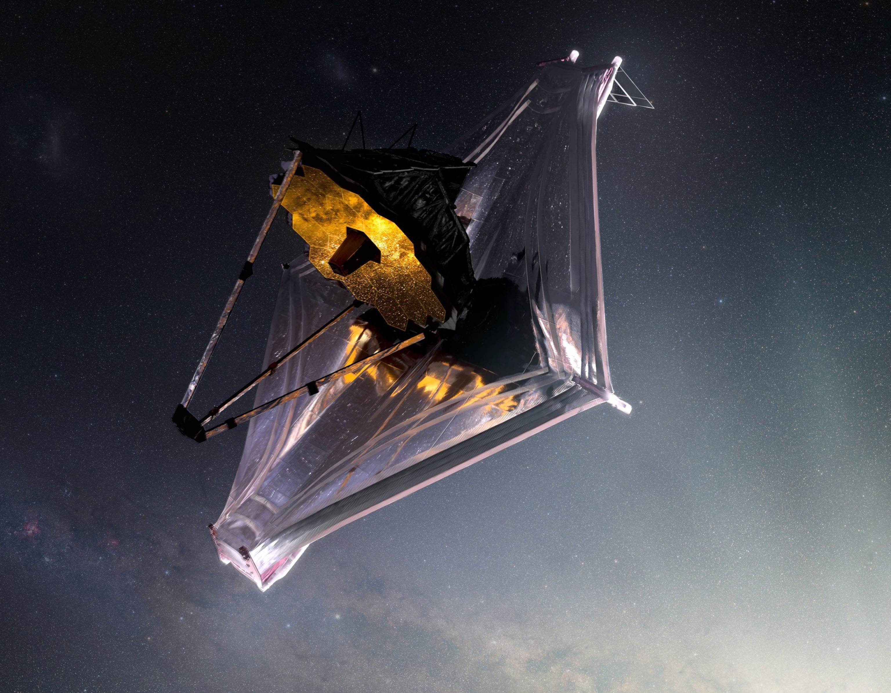 The James Webb Space Telescope in orbit.