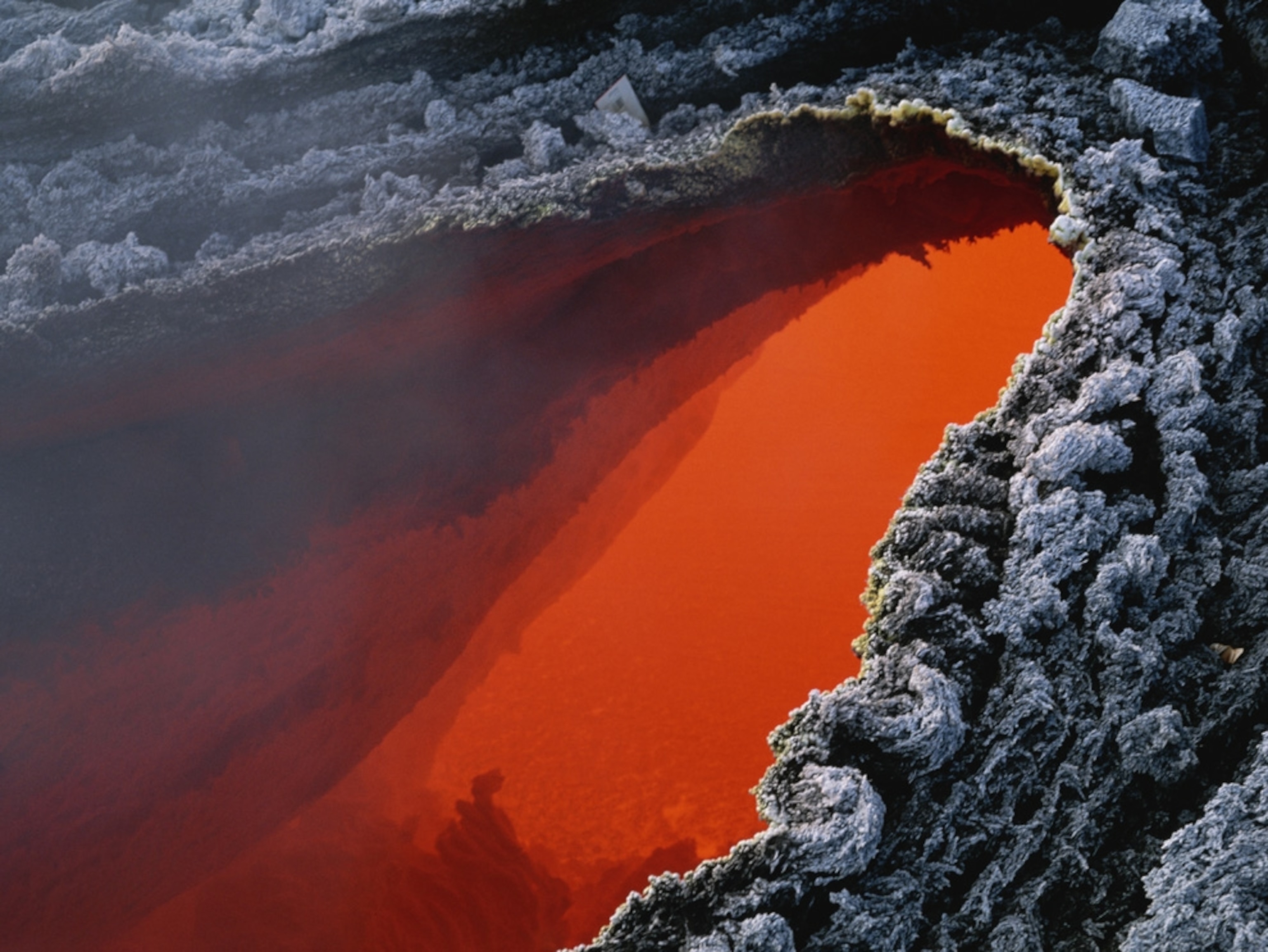 Contrast of liquid and molten lava on Mount Etna