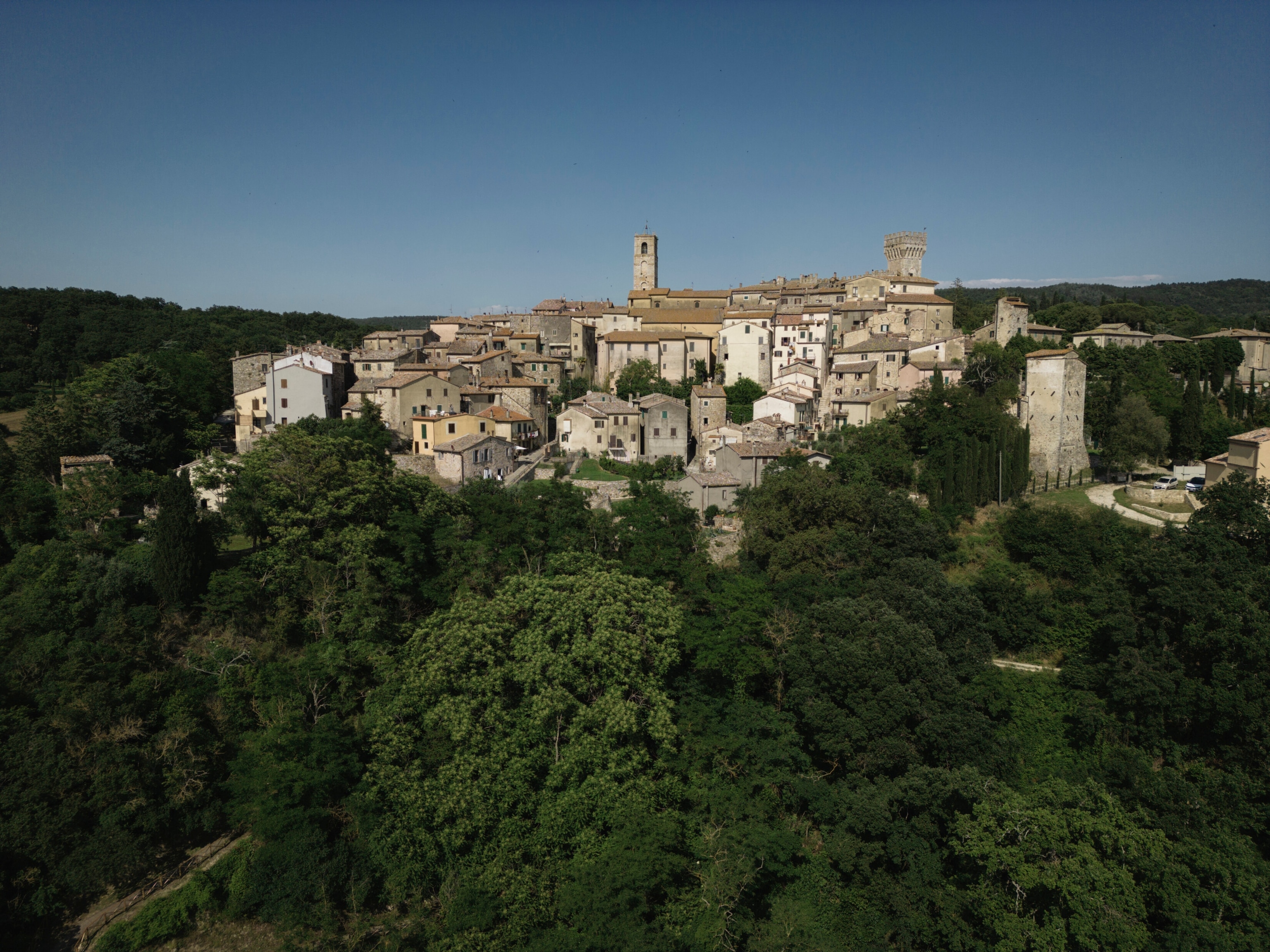 a hilltop town in the italian country side