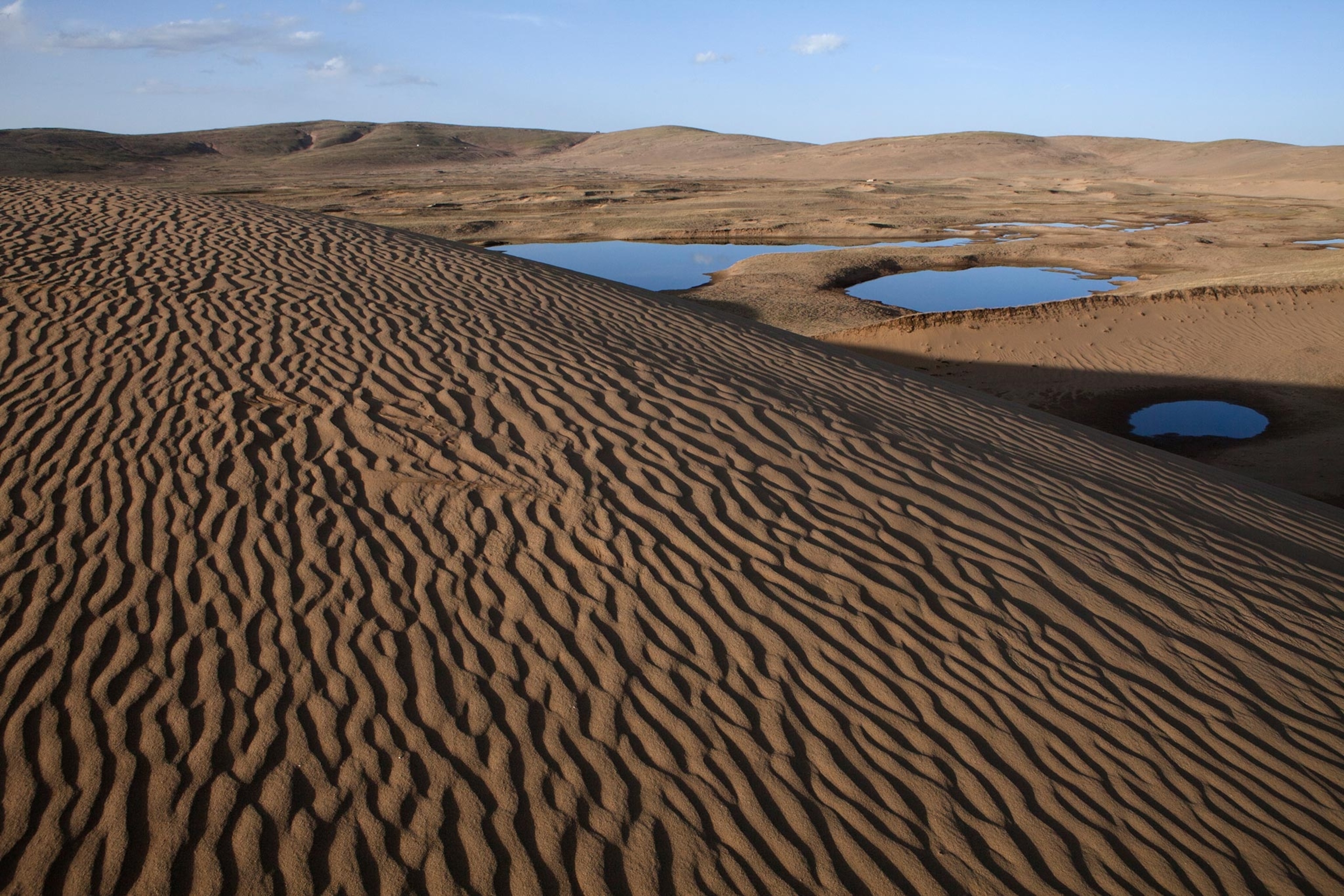 sand dunes showing desertification of the Tibetan Plateau