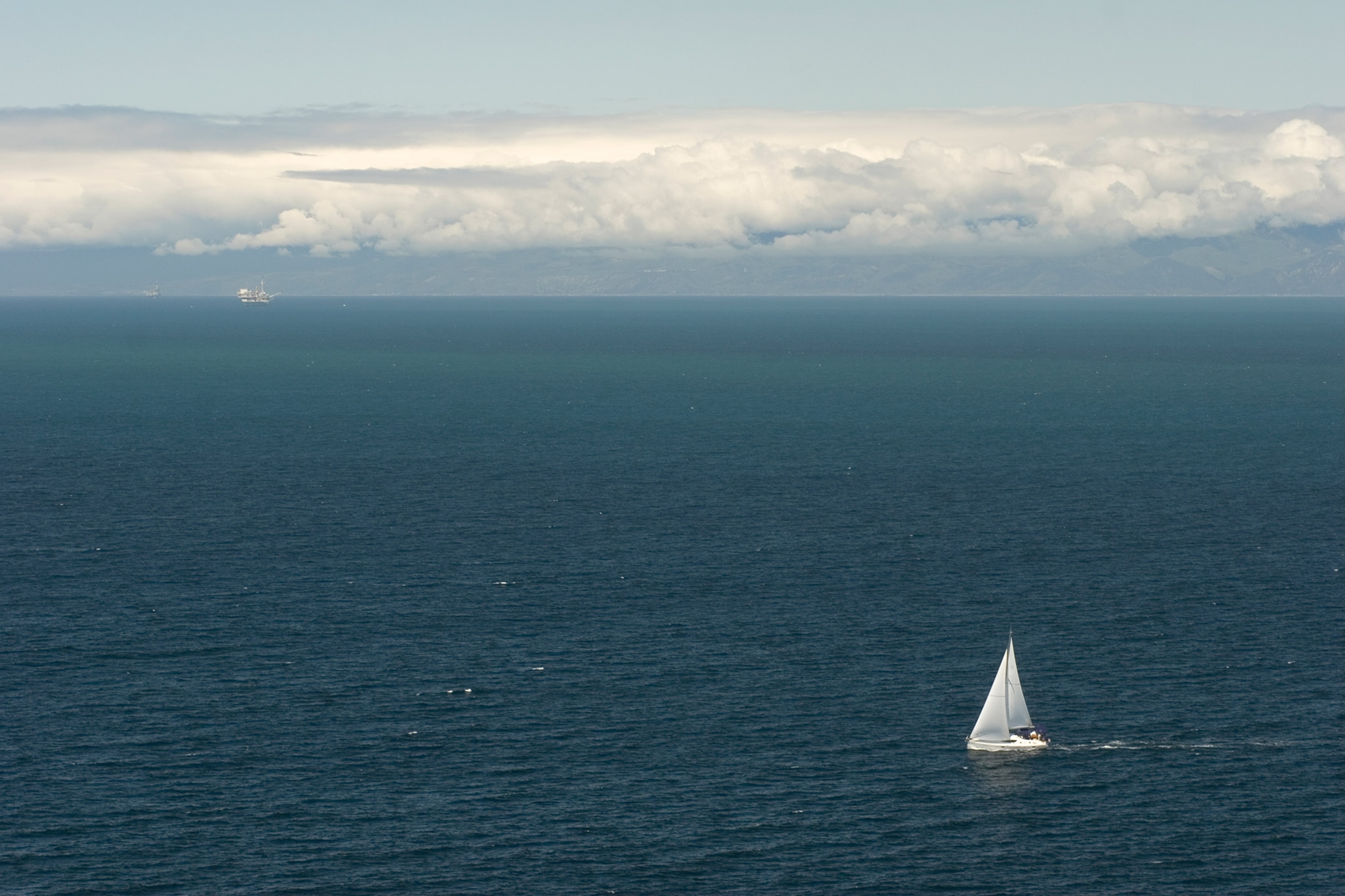 A sailboat in waters off Anacapa Island in Channel Islands National Park.
