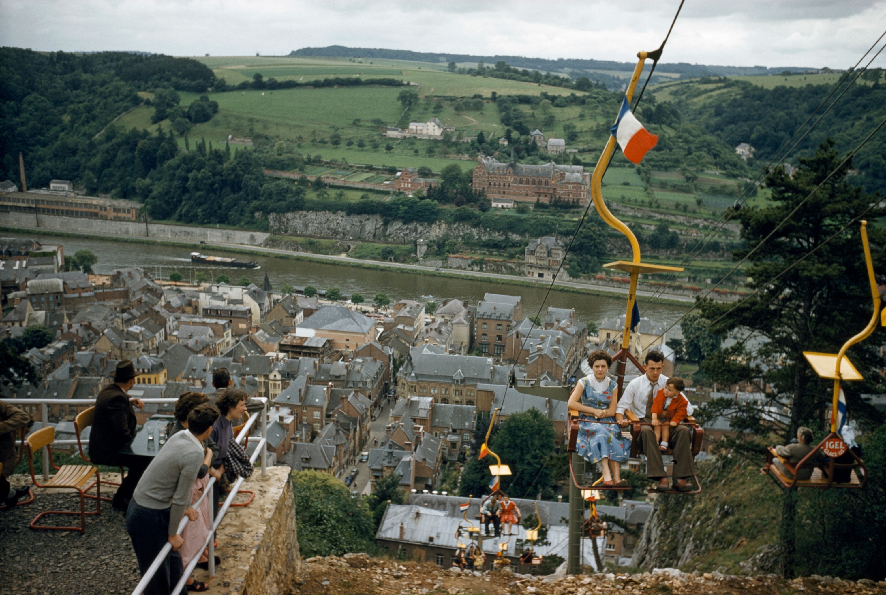 tourists on a ski lift in Belgium