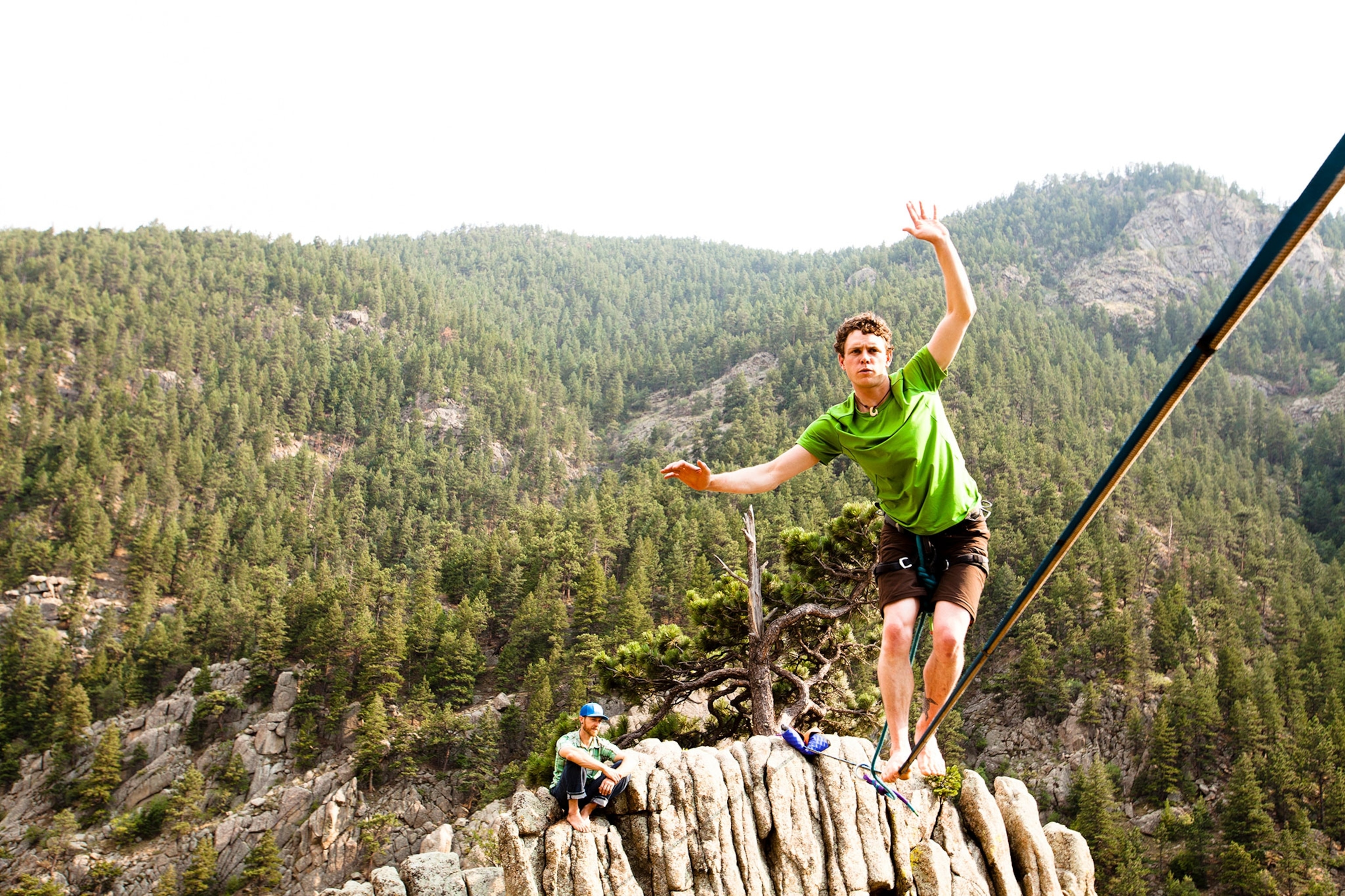 a slackliner in Boulder Canyon, Colorado