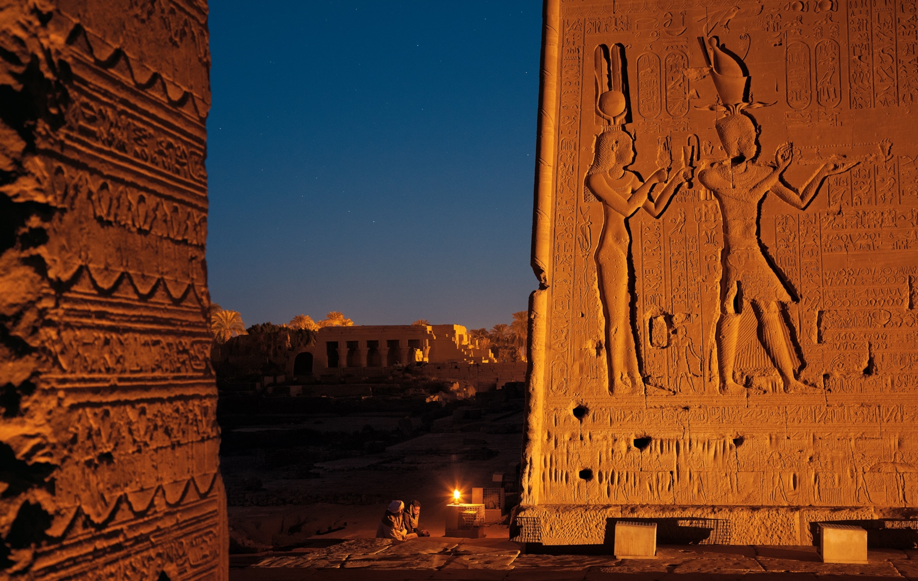 Cleopatra and Caesarion depicted on a temple wall