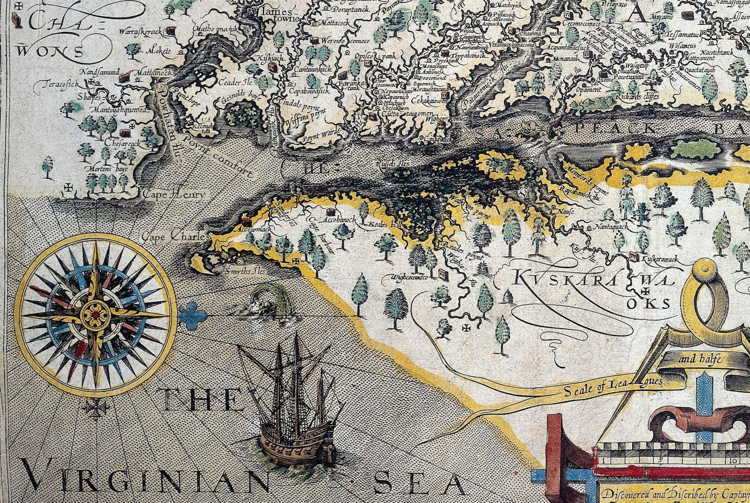 a map of a Virginia region that Captain John Smith created for England in the early 1600s
