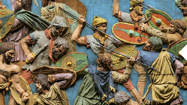 Picture of a colorized scene from Trajan’s Column